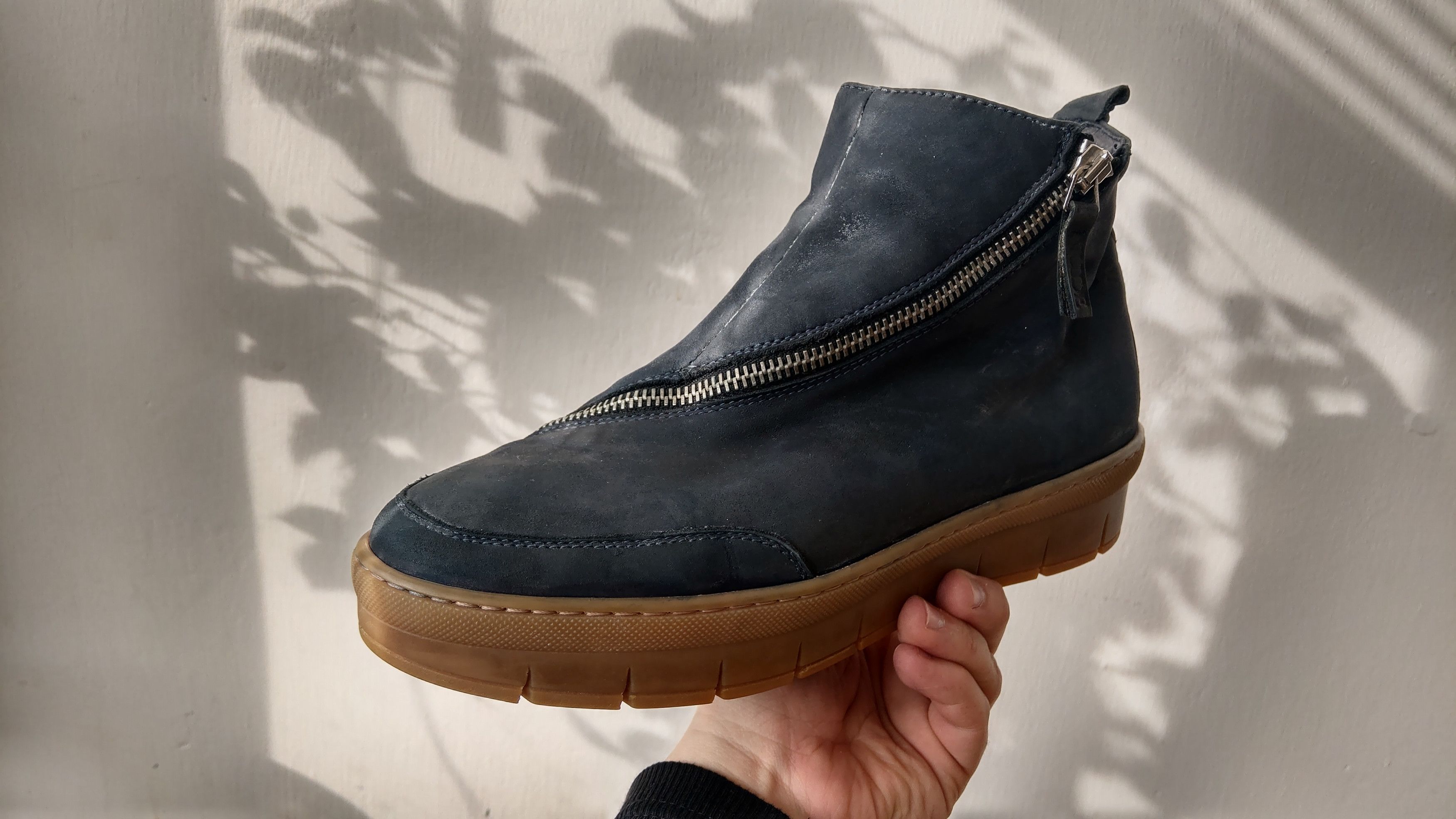 Japanese Brand 100% Leather Zip Platform Sneakers Shoes Alt Goth Noir opium Size US 7 / EU 40 - 4 Thumbnail
