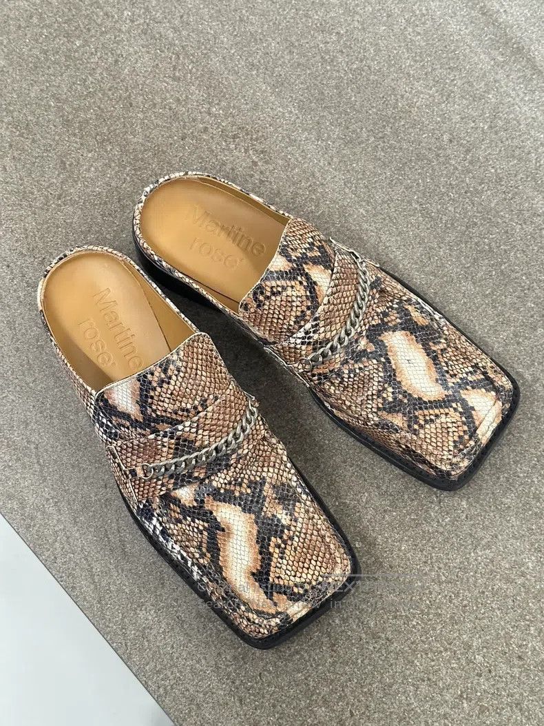 Martine Rose Martine Rose Snake-patterned cowhide square head one pedal Size US 8 / EU 41 - 1 Thumbnail