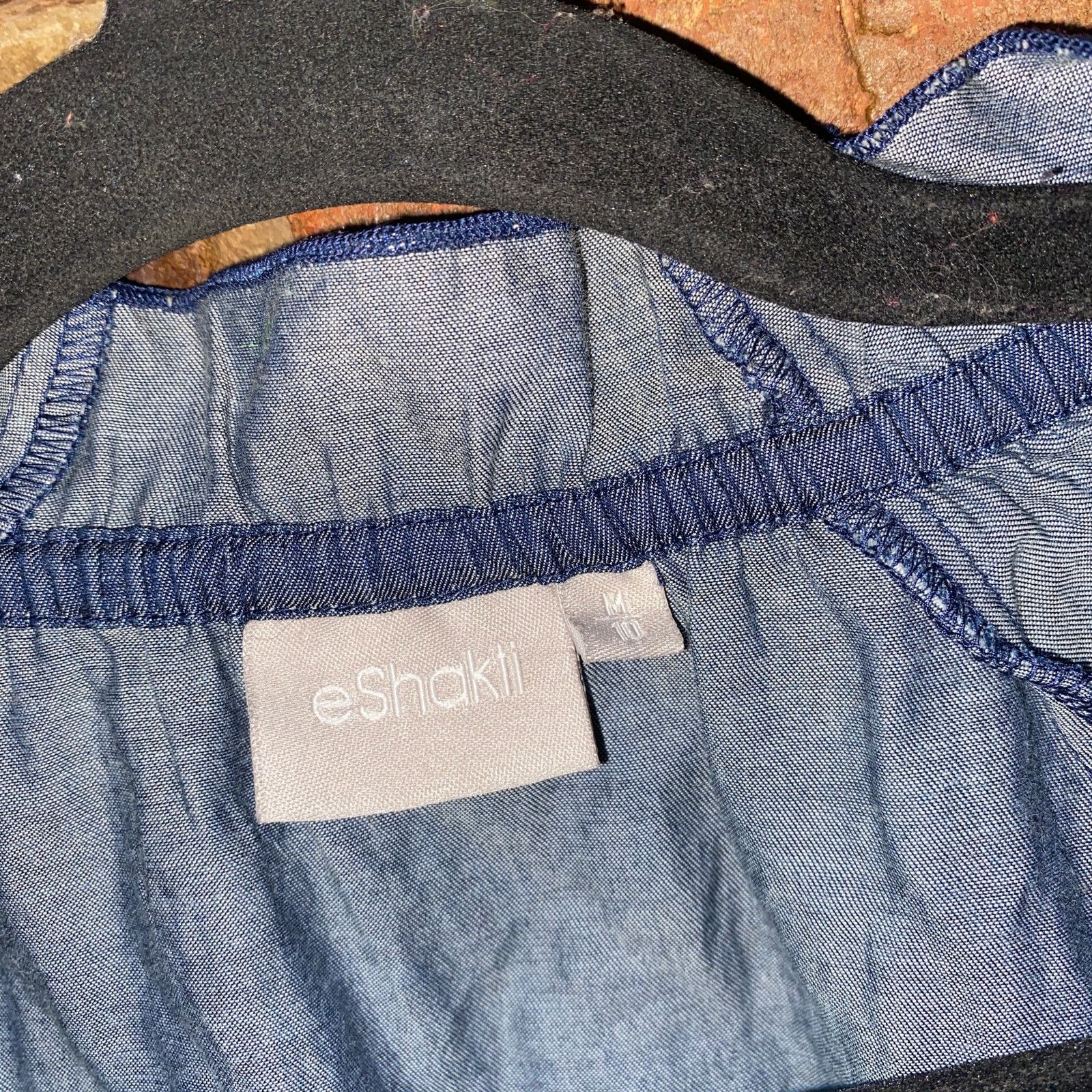 Other Eshakti Blue Chambray Denim Puff Sleeve Wrap Top 10 Medium Size M / US 6-8 / IT 42-44 - 6 Thumbnail