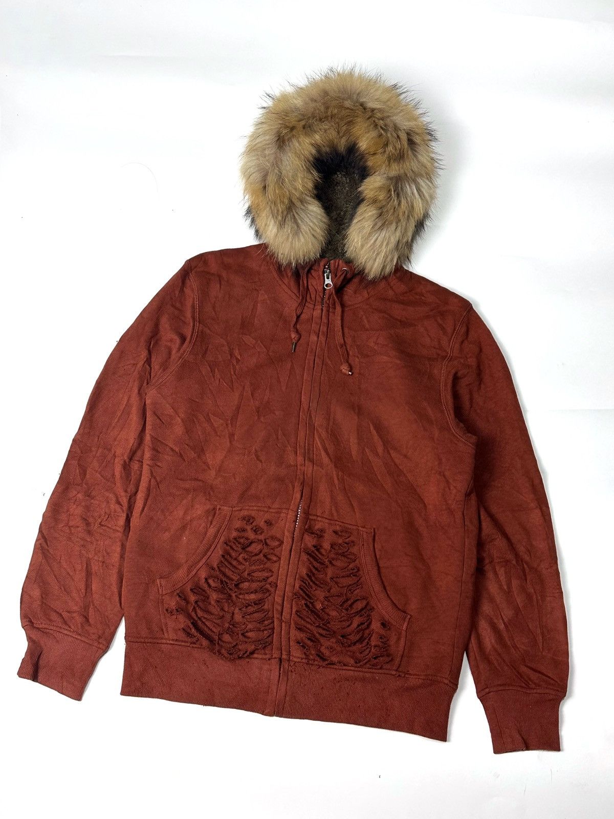 image of If Six Was Nine x Le Grande Bleu L G B Fur Ziphoodie Distressed Uniqlo Sherpa in Brown/Orange (Size