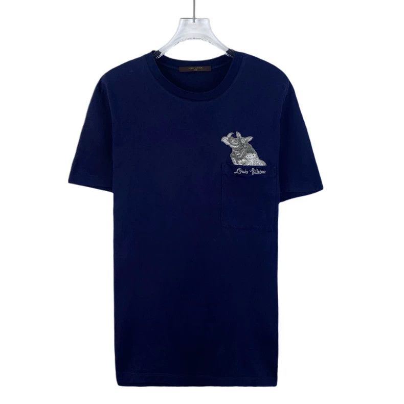 Louis Vuitton Louis Vuitton Navy Rhinoceros Embroidered Cotton Crew Neck Size US XS / EU 42 / 0 - 1 Thumbnail