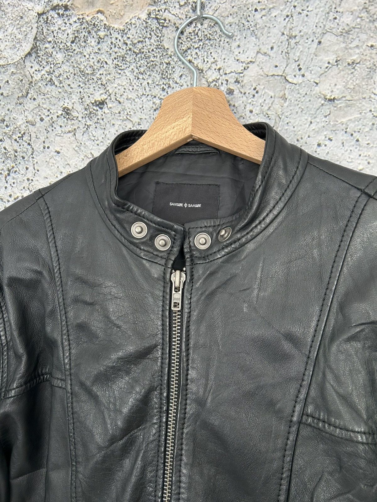 Samsoe Samsoe Samsoe Samsoe Krede Black Genuine Leather Jacket Punk Metal Size US XL / EU 56 / 4 - 3 Thumbnail