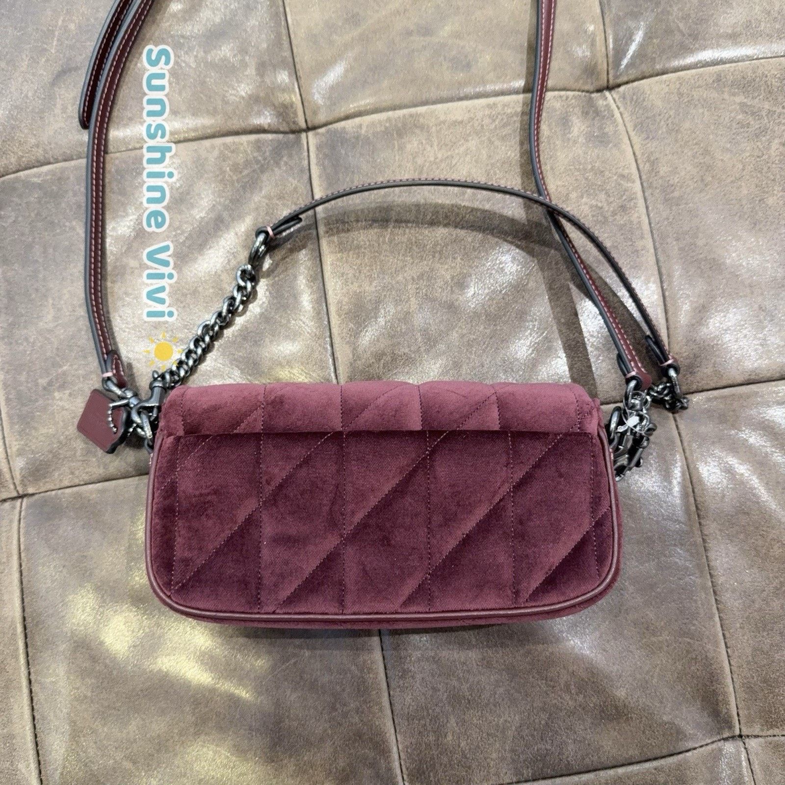 Coach NWT COACH Hailey Flap Bag Velvet Quilting Burgundy CCE13 Size ONE SIZE - 2 Thumbnail