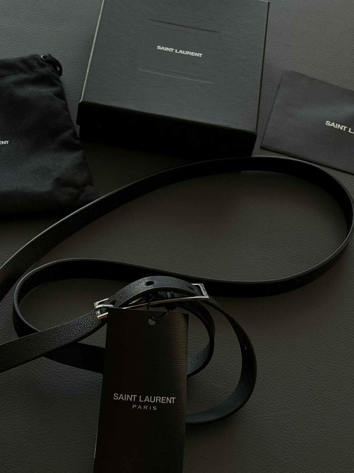 Saint Laurent Paris Saint Laurent Super Skinny Leather Vintage Belt Brand New Size 36 - 12 Thumbnail