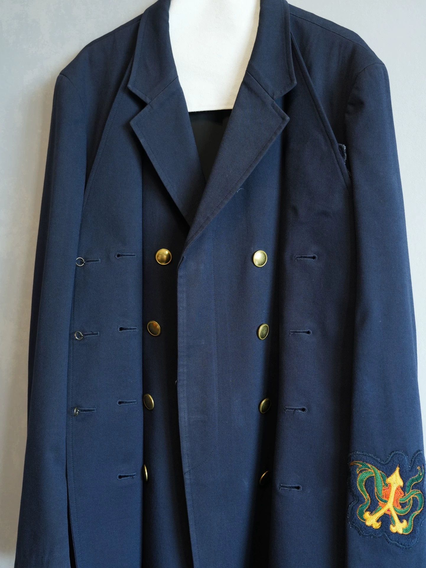 Yohji Yamamoto Yohji Yamamoto 12AW DB Gold Button Patch Coat Size US L / EU 52-54 / 3 - 5 Thumbnail