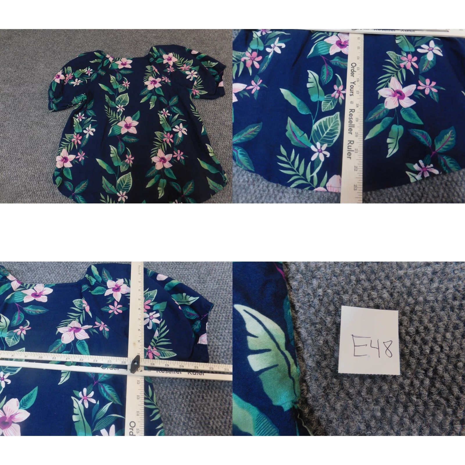 Old Navy Old Navy Womens Blouse Small Floral Blue Velvet Pleated Button-Down Collared Casual Shirt Size S / US 4 / IT 40 - 8 Thumbnail
