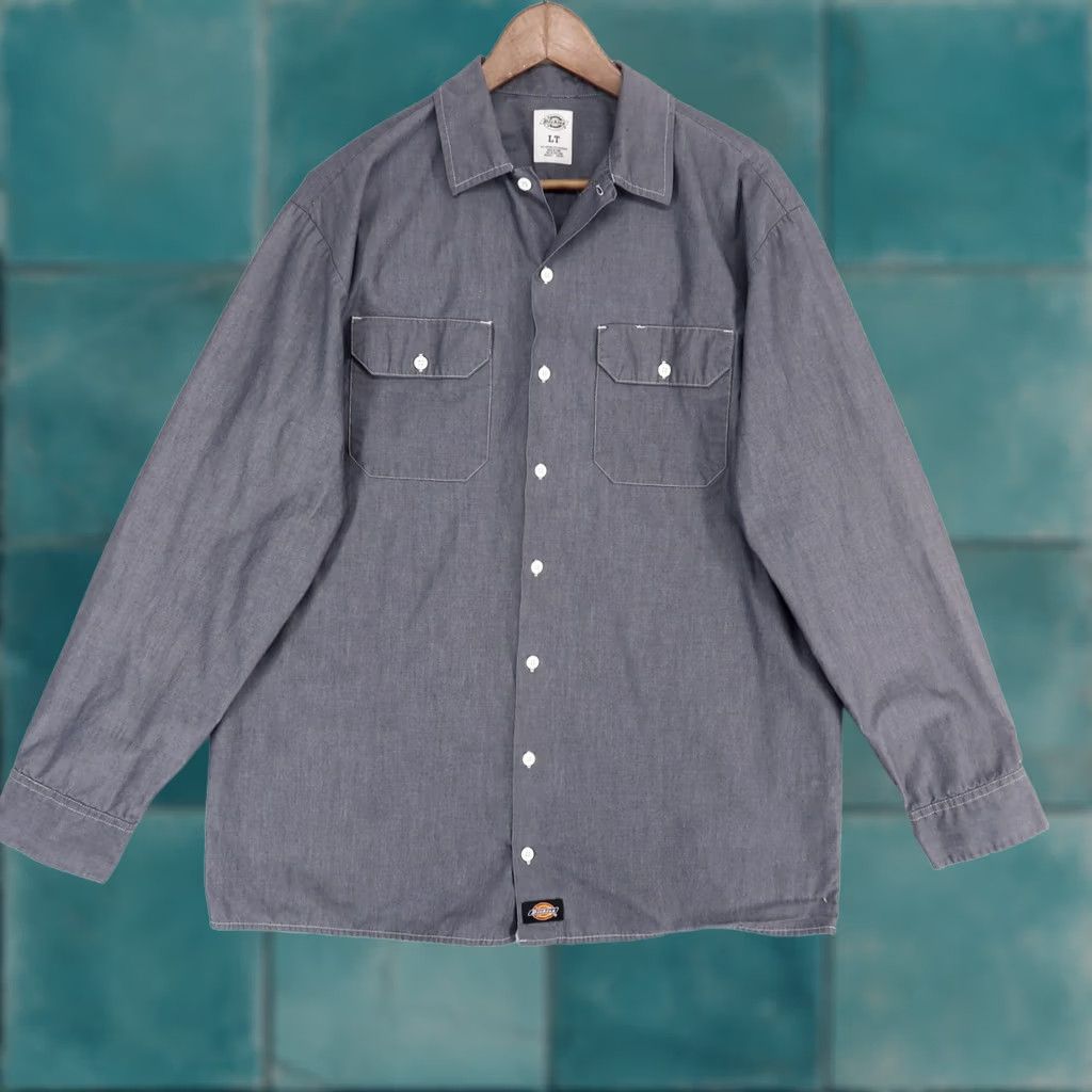Dickies Dickies Shirt Mens LT Gray Button Up Workwear Long Sleeve Pocket Size US L / EU 52-54 / 3 - 1 Thumbnail