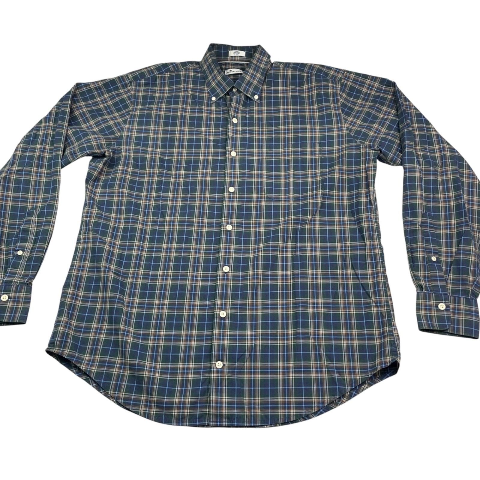 Peter Millar Peter Millar Men's 100% Cotton L/S Button Shirt Blue/Brown/G Size US L / EU 52-54 / 3 - 2 Thumbnail