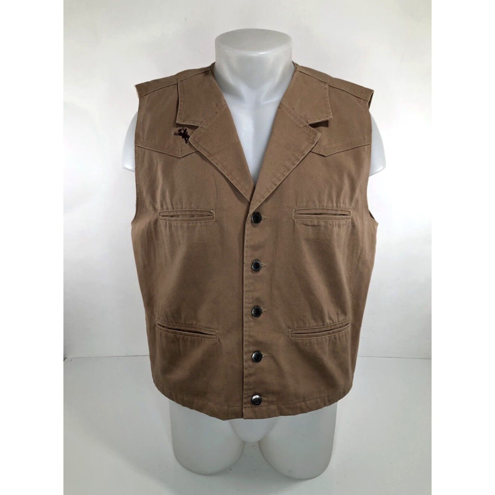 Vintage WYOMING TRADERS - Canvas Western Vest - L Navy? Light Brown - Men - Size L - Western Theme - Cotton Canvas Vest Men L Light Brown Size US L / EU 52-54 / 3 - 2 Thumbnail