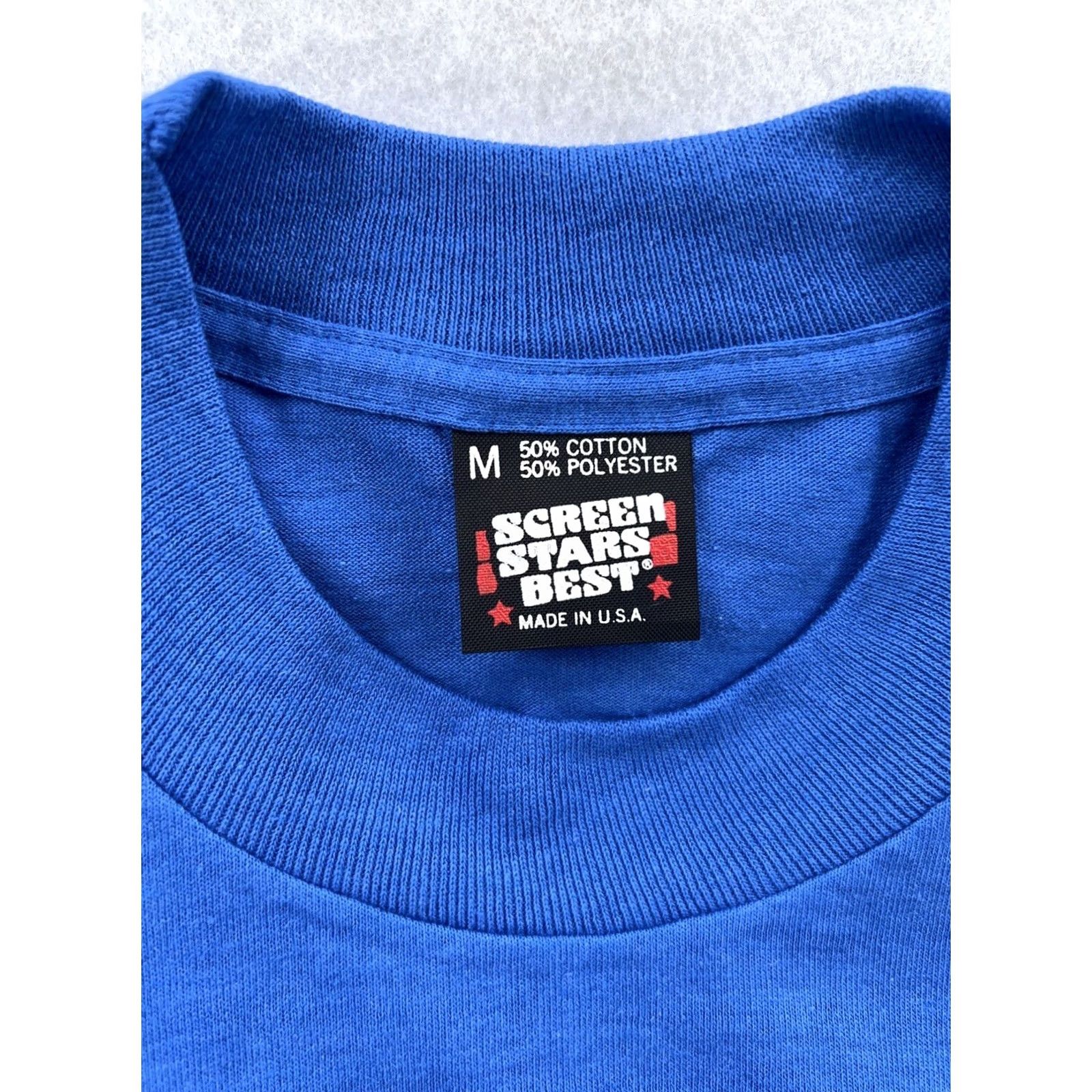 Vintage VINTAGE Screen Stars Best T-Shirt Shirt Men Small Blue 80s 90s Crew Neck Short Sleeve Cotton Polyester NOS Deadstock Size US S / EU 44-46 / 1 - 8 Thumbnail