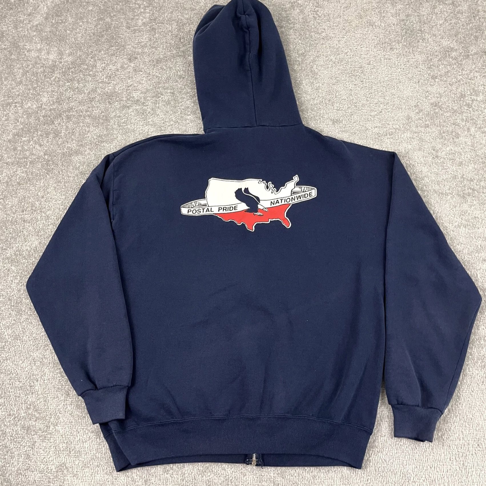 Jerzees VINTAGE JERZEES USPS US Postal Service Hoodie XL Blue Graphic 90s Mens Full Zip Size US XL / EU 56 / 4 - 2 Thumbnail