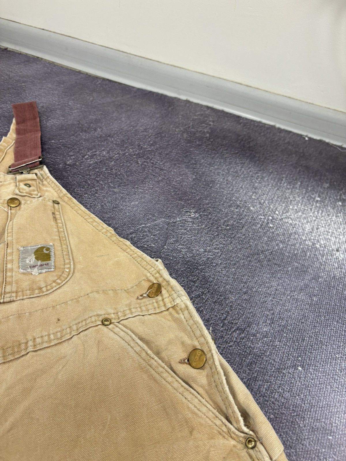 Carhartt Vintage 90s Carhartt Double Knee USA Faded Dungaree Overall Size US 34 / EU 50 - 9 Thumbnail