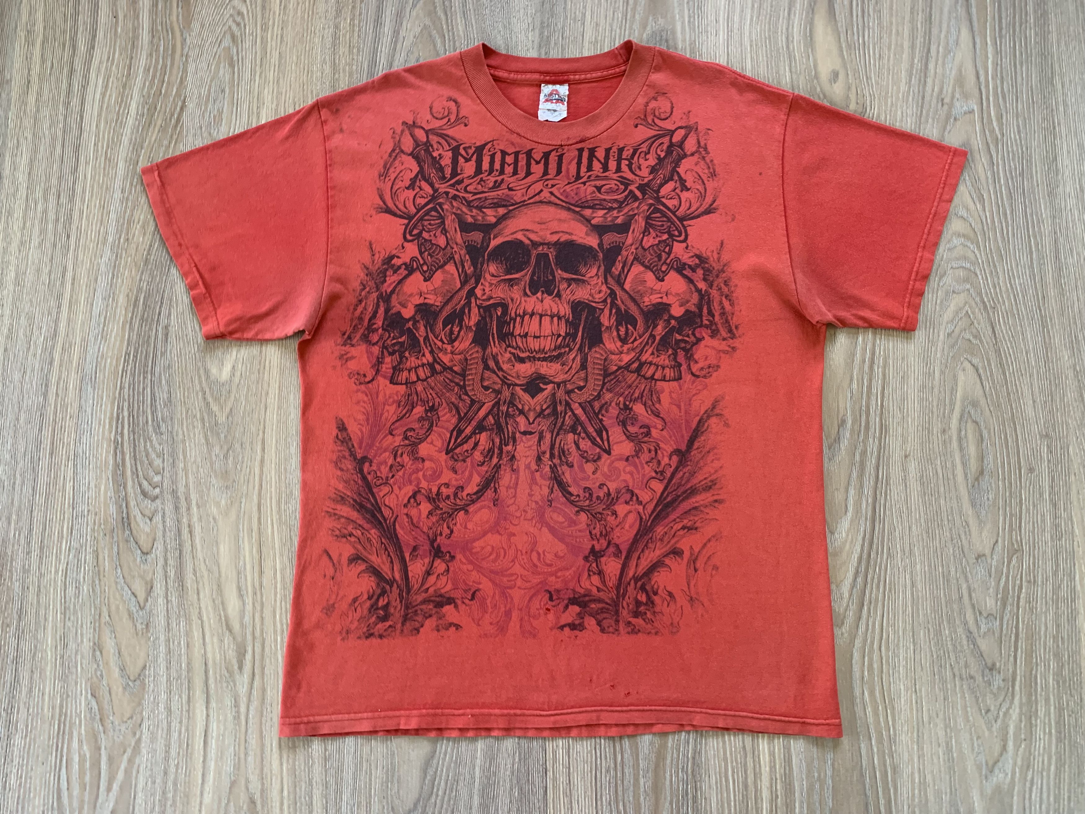 Alstyle × Vintage Vintage Miami Ink Skull Print T-Shirt Size US L / EU 52-54 / 3 - 3 Thumbnail