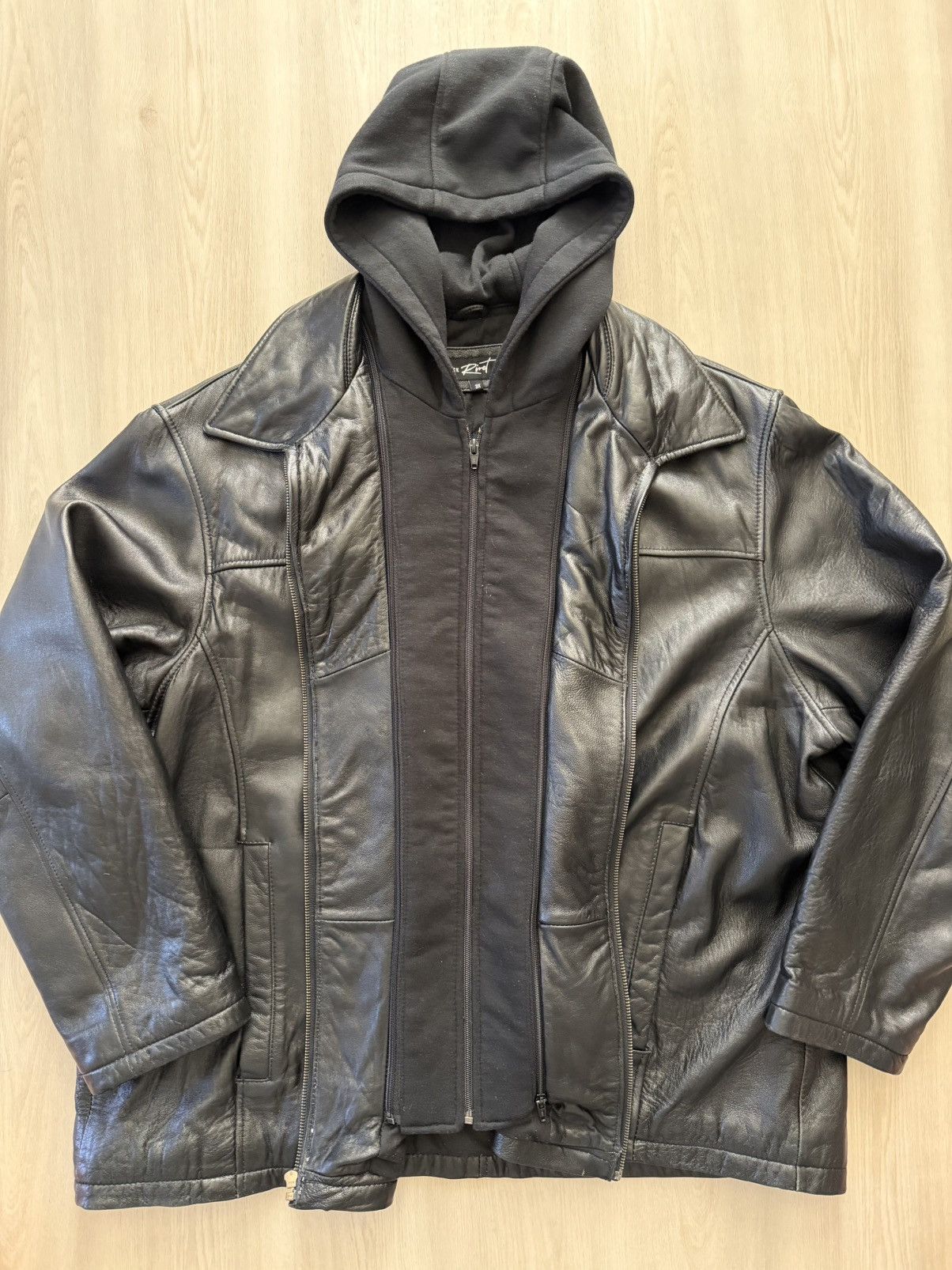 Black Rivet Black Rivet Hooded Genuine Leather Jacket Sz 3XL Casual Goth Size US XXL / EU 58 / 5 - 7 Thumbnail