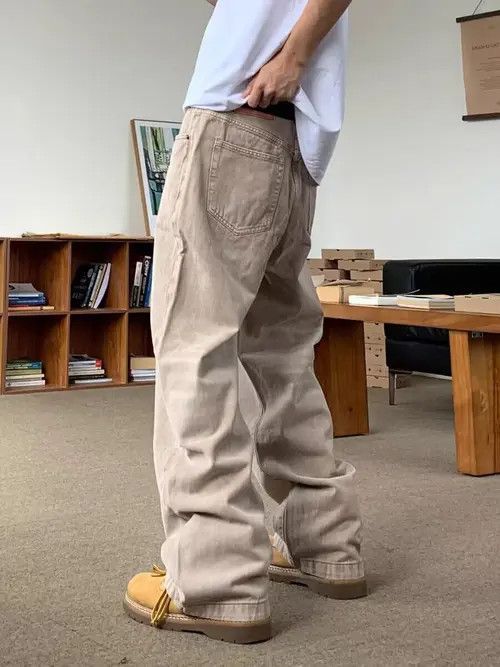 Japanese Brand × Jean Retro apricot simple wide-leg draped jeans Size US 34 / EU 50 - 3 Thumbnail