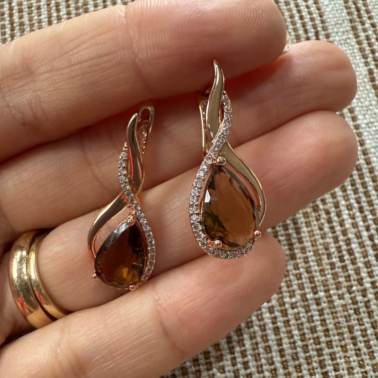 Other Light Brown Natural Zircon English Earrings for Women Size ONE SIZE - 5 Thumbnail