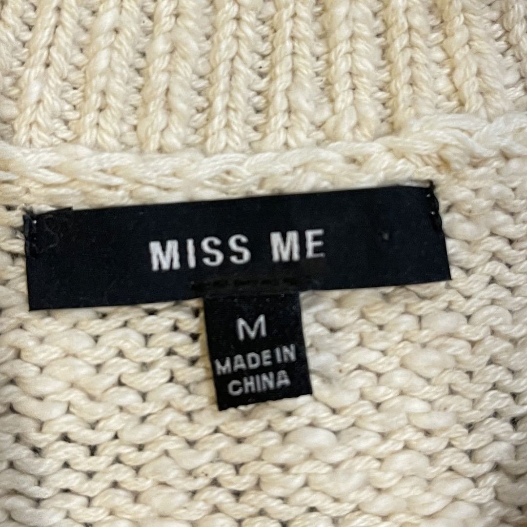 Miss Me Open Weave Cable Knit Crewneck Sweater Preppy Fisherman Size M / US 6-8 / IT 42-44 - 4 Thumbnail