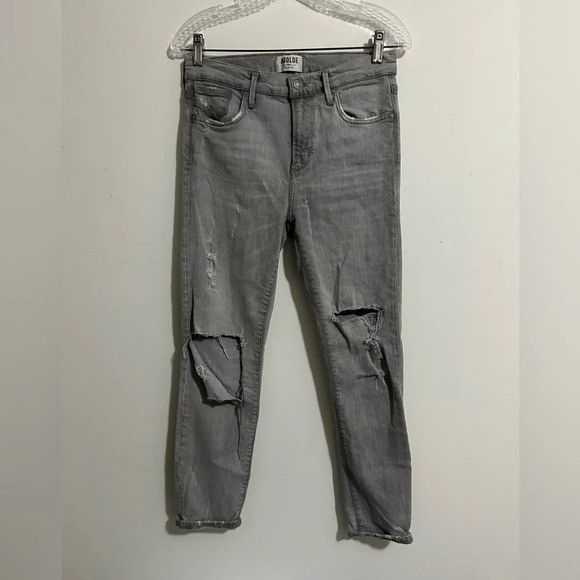 Agolde Grey Ripped Skinny Jeans