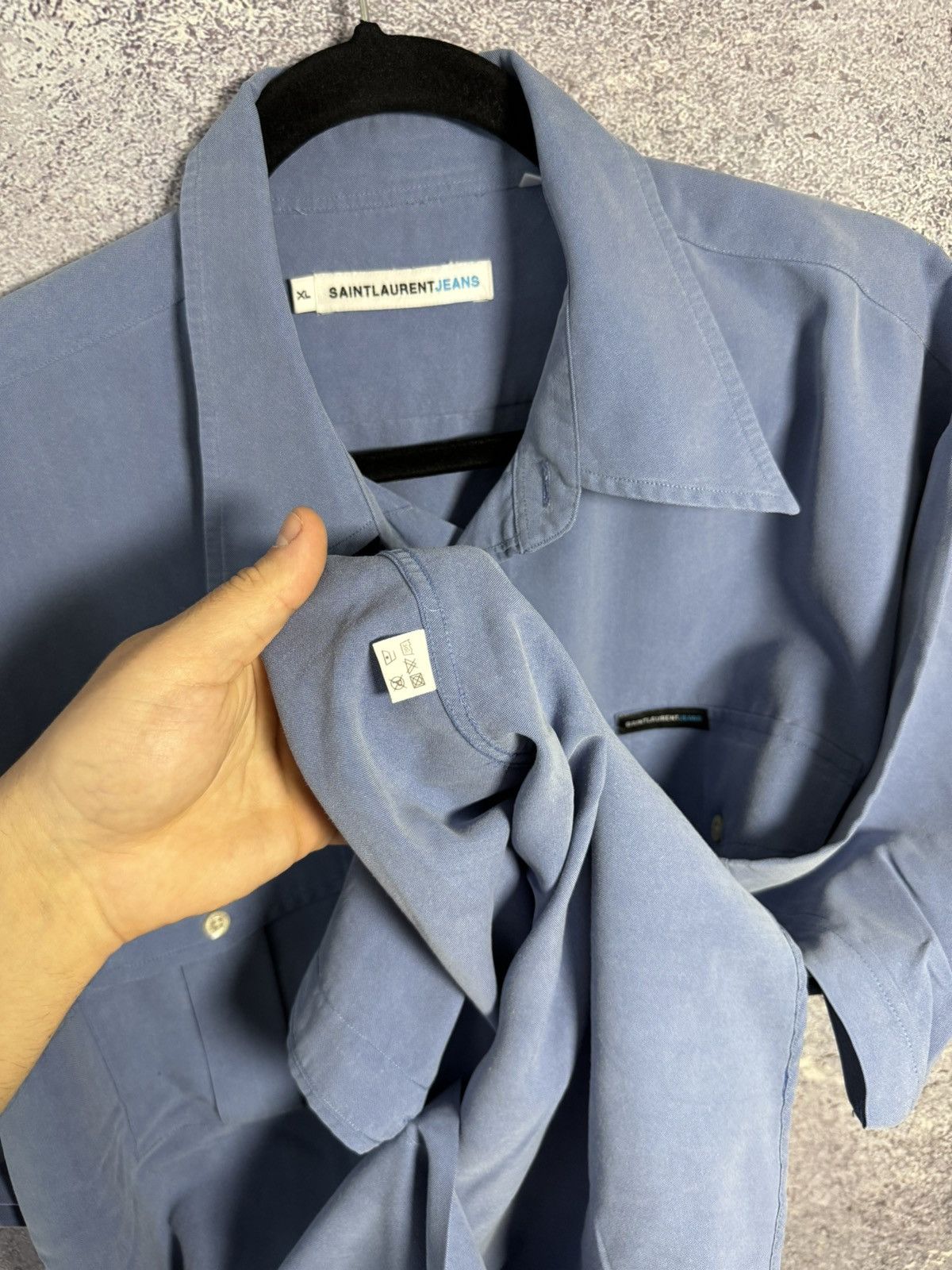 Designer × Saint Laurent Paris × Vintage Vintage Saint Laurent Jeans Shirt y2k XL size Size US XL / EU 56 / 4 - 12 Thumbnail