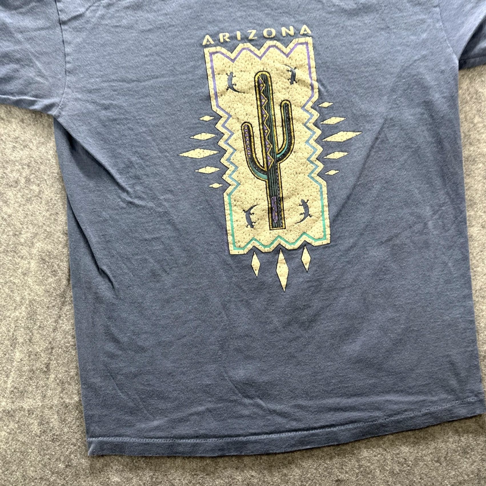 Anvil VINTAGE Arizona Shirt Mens Medium Blue Cactus Desert Southwest Graphic 90s Shirt Mens Accessories? Size US M / EU 48-50 / 2 - 4 Thumbnail