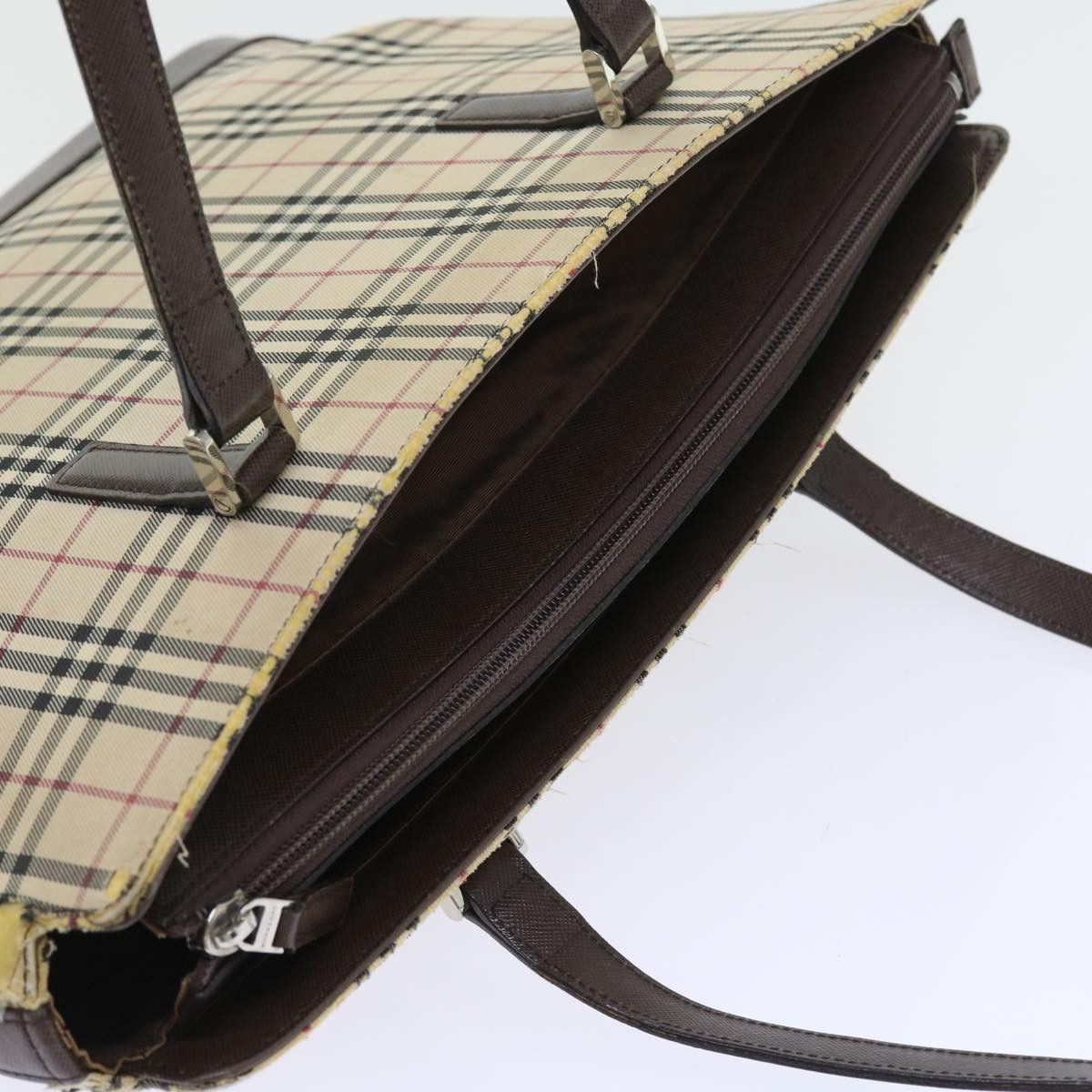 Burberry Burberry Nova Check Tote Bag Nylon Canvas Beige Size ONE SIZE - 7 Thumbnail