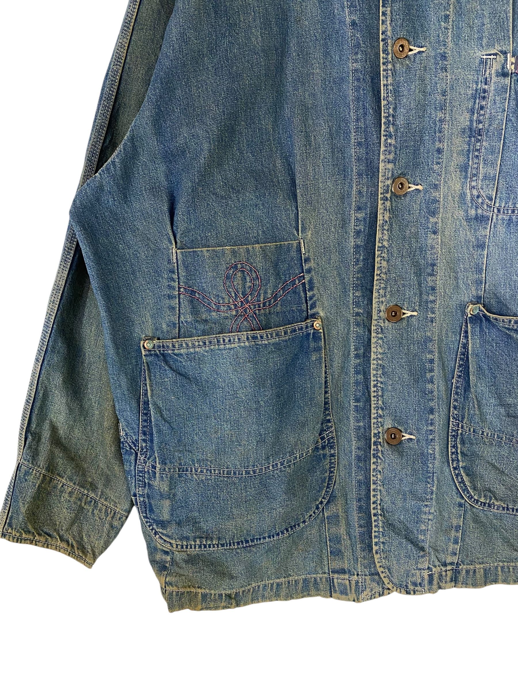 Other 1980s Unbranded aztec trim denim chore jacket Size US L / EU 52-54 / 3 - 5 Thumbnail