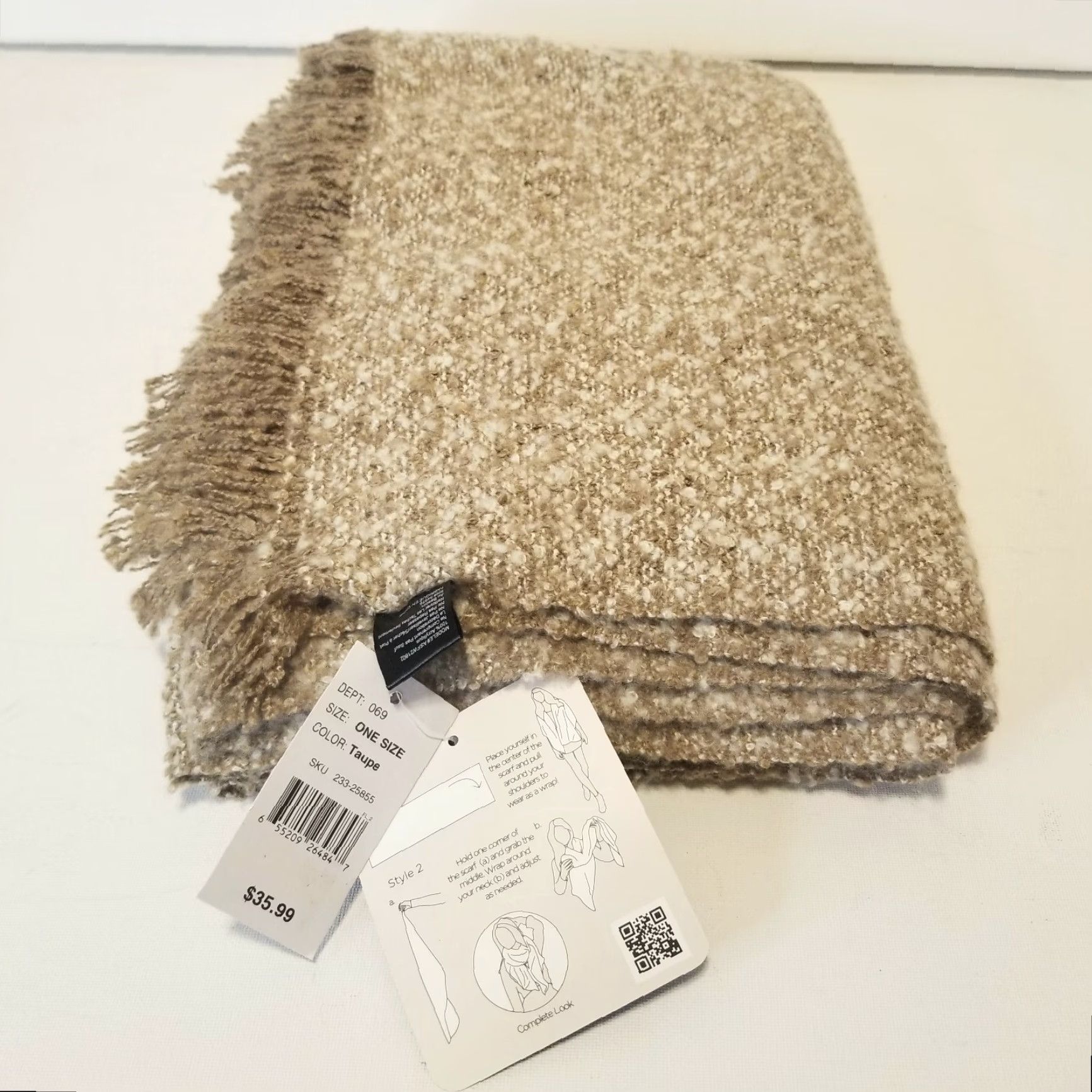 Vintage D&Y Womens Beige Blanket Scarf One Size Scar f? (Oops) Size ONE SIZE - 2 Thumbnail
