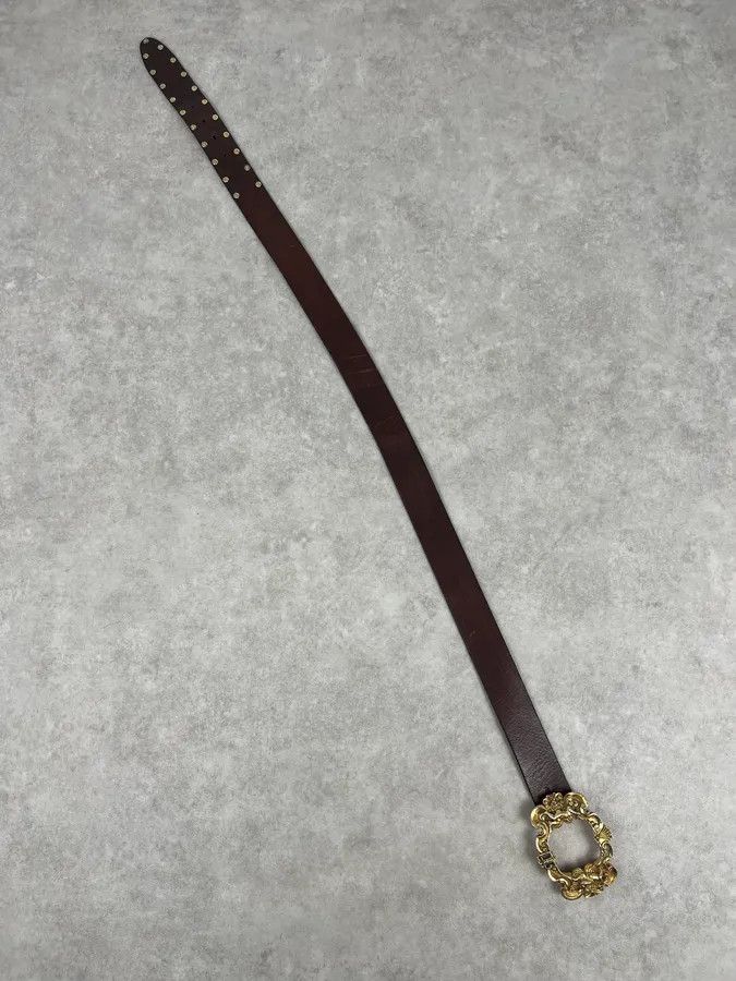 Dolce & Gabbana AW2006 Dolce & Gabbana Dark Brown Leather Baroque Angel Studded Belt Size ONE SIZE - 8 Thumbnail