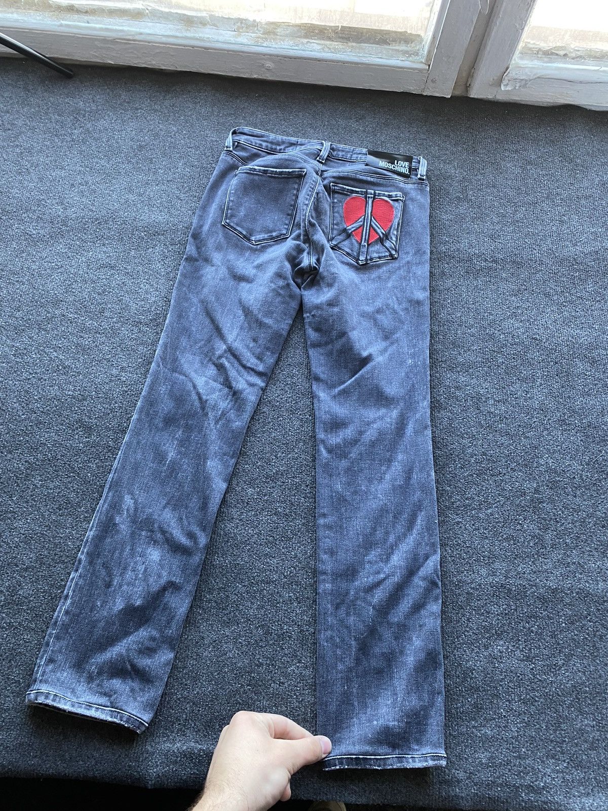 Love Moschino 🔥Love Moschino Gray Heart Logo Women Jeans 27 goth emo alt Size 27" / US 4 / IT 40 - 3 Thumbnail