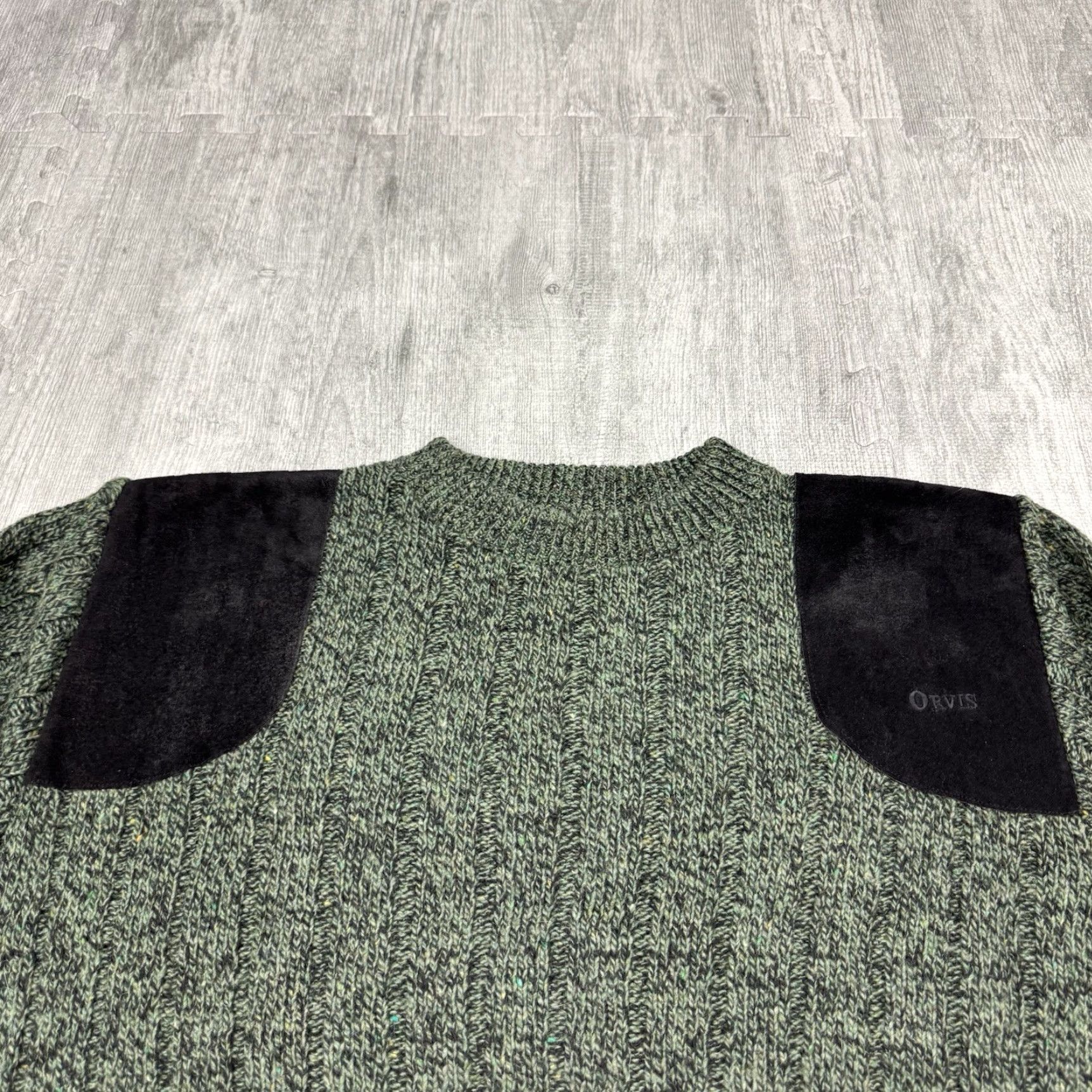 Orvis VINTAGE Orvis Men's Hunting Sweater Wool Blend Crew Neck Long Sleeve Green 80s Outdoor Shooting Winter Fall Size US M / EU 48-50 / 2 - 2 Thumbnail