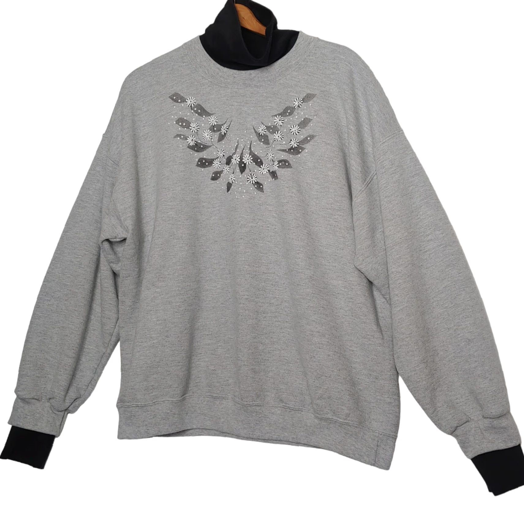 Vintage VINTAGE PFI Fashions Nature Sweatshirt Gray Daisy Flower Granny Turtleneck XL Size XL / US 12-14 / IT 48-50 - 2 Thumbnail