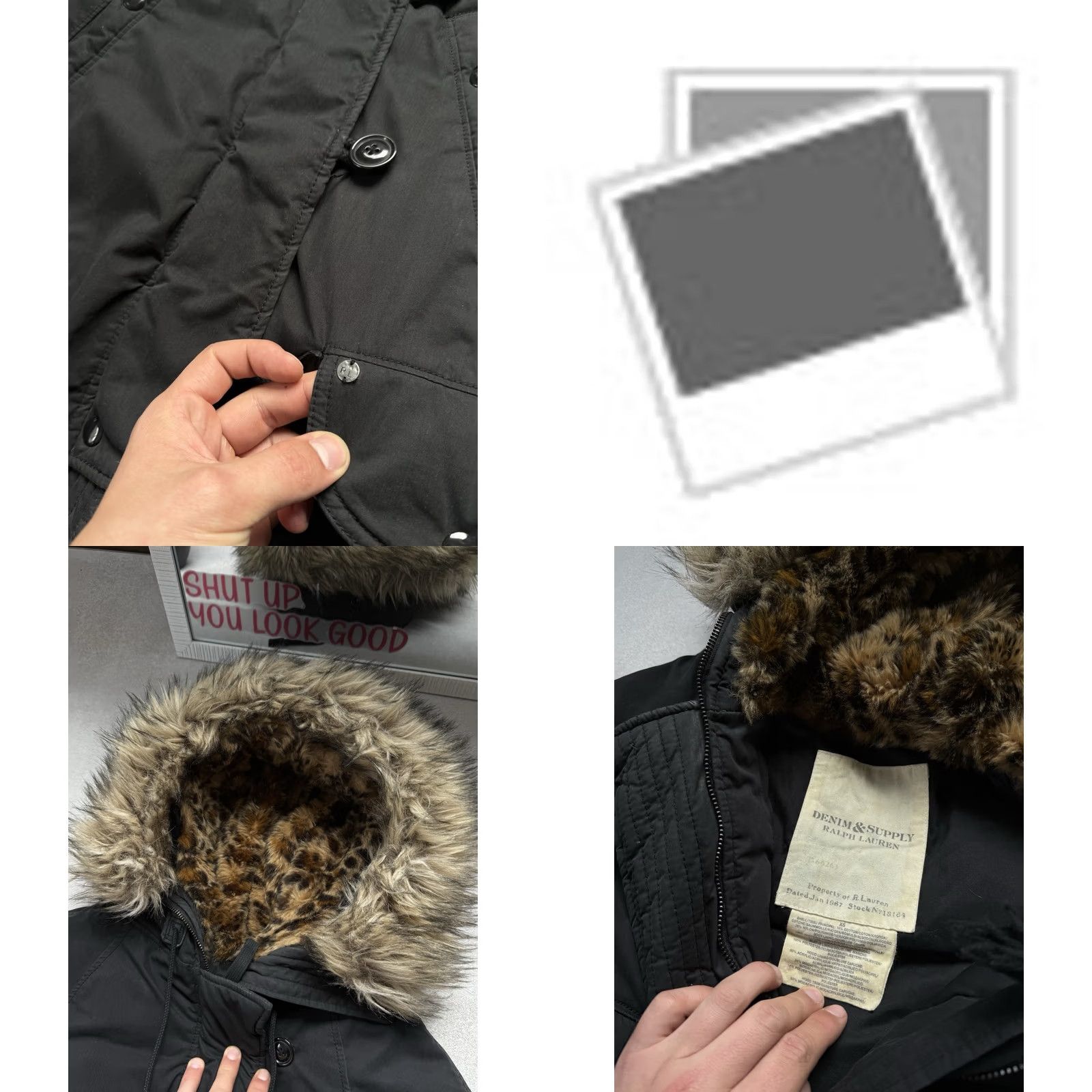 Vintage VINTAGE Denim & Supply Ralph Lauren Faux Fur Parka Jacket Button Hooded Black Unisex XS Women Parka Fur Jacket 90s Size XS / US 0-2 / IT 36-38 - 8 Thumbnail