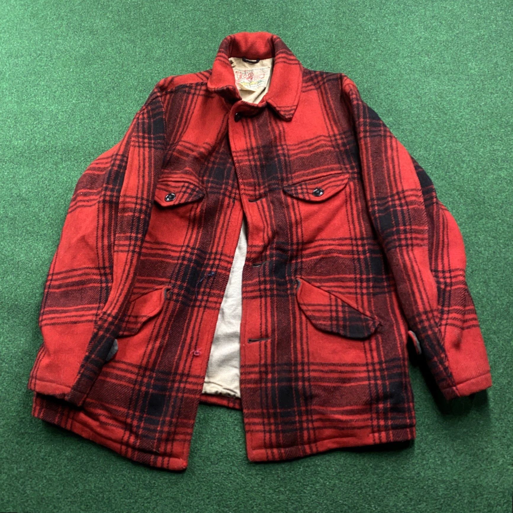 Vintage VINTAGE 50S Heavy Wool Jacket Mens M Red Black Plaid Mackinaw Cruiser USA MADE Jacket Size US M / EU 48-50 / 2 - 2 Thumbnail