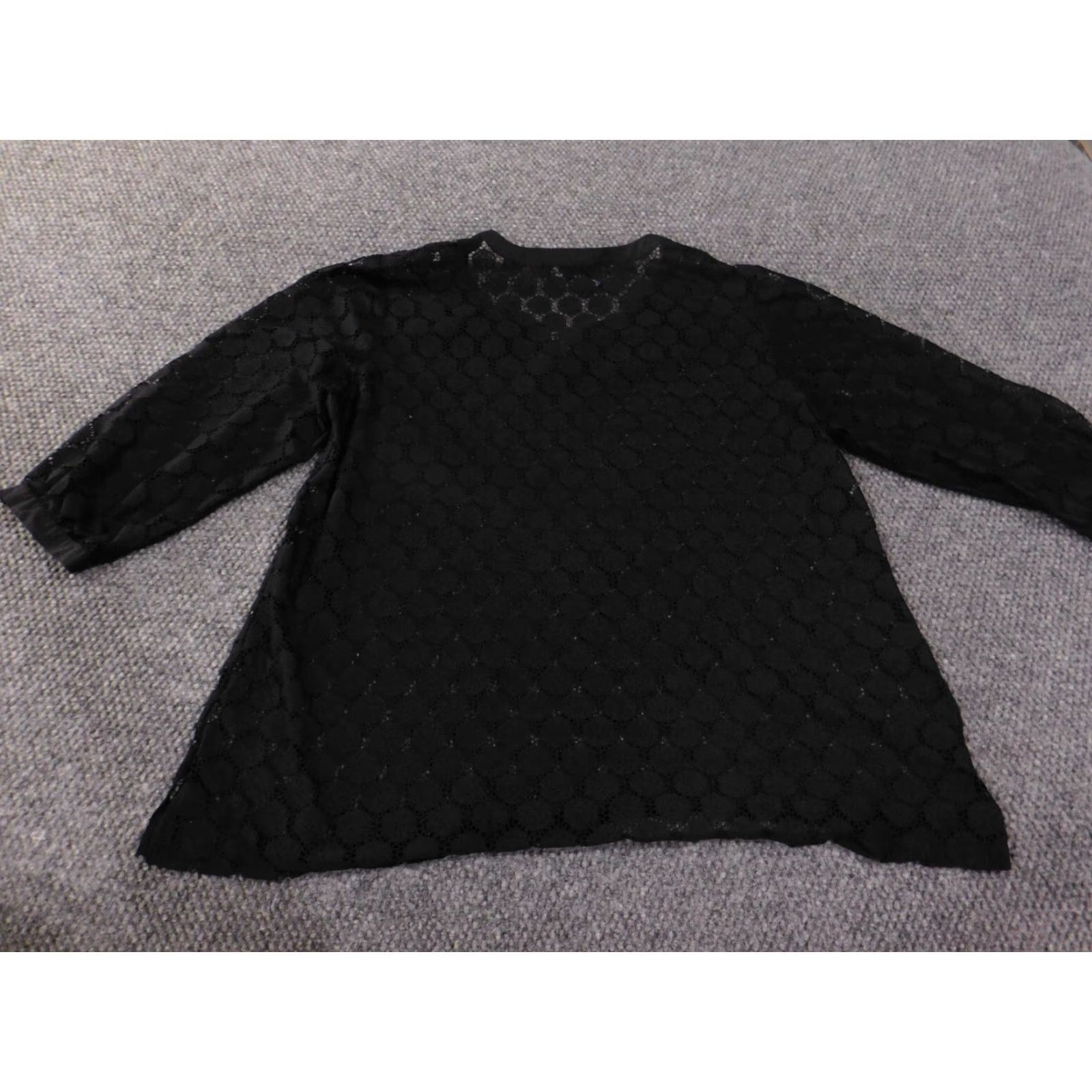 Vintage Susan Graver Blouse XL Womens V-Neck Lace Sheer Nylon Pullover Black Top Size XL / US 12-14 / IT 48-50 - 7 Thumbnail