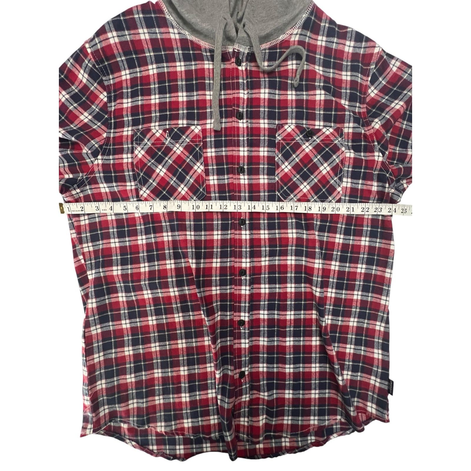 UNIONBAY UNIONBAY Men’s XL Flannel Shirt Hoodie Red Plaid Button Down Size US XL / EU 56 / 4 - 10 Thumbnail