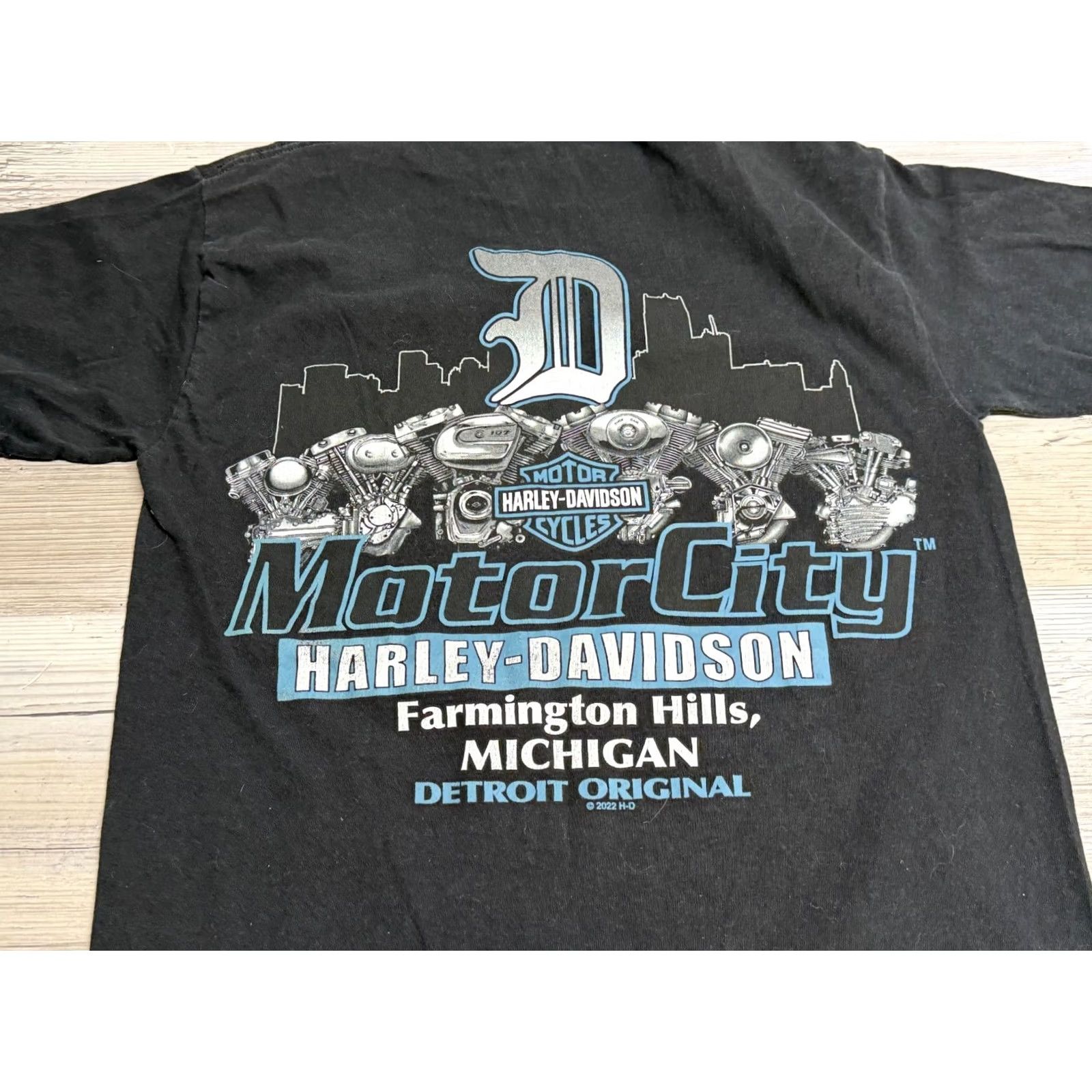 Harley Davidson Harley-Davidson T-Shirt Motor City Detroit Michigan Double Sided Graphic Tee S Black Cotton Vintage Men Size US S / EU 44-46 / 1 - 6 Thumbnail