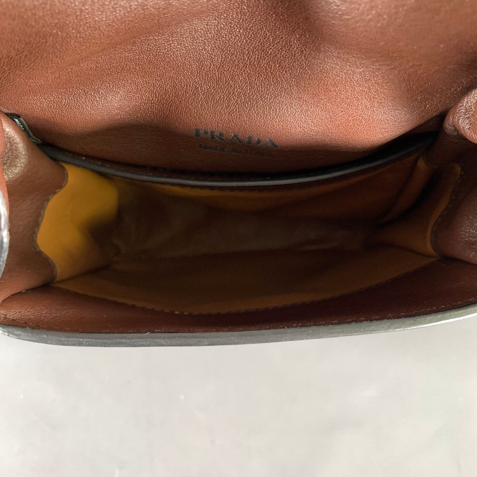 Prada PRADA Brown Crackled Leather Cross Body Bag Size ONE SIZE - 8 Thumbnail