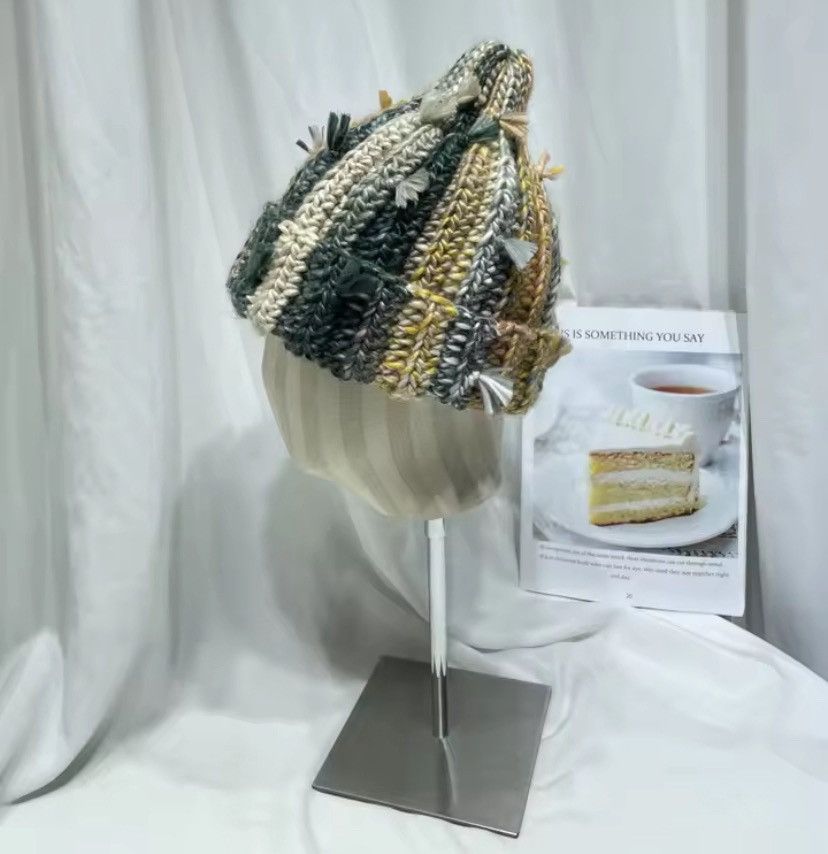 Japanese Brand Niche Colored Fringed Wool Beanie Hat Size ONE SIZE - 2 Thumbnail