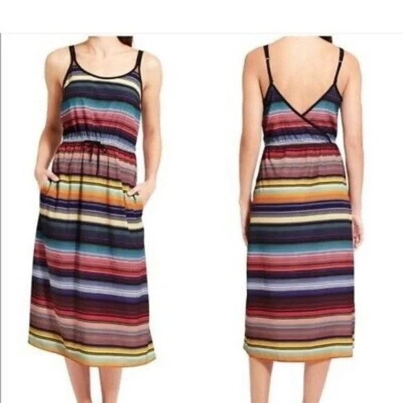Athleta Athleta S Rainbow Stripe Maxi Dress Summer HAVANA SERAPE Cru Size S / US 4 / IT 40 - 10 Thumbnail