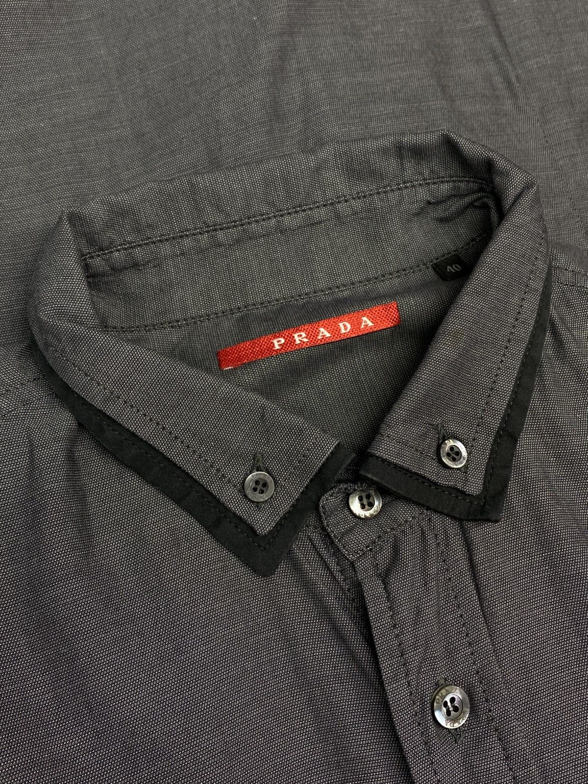 Prada Prada Dark Grey Black Tab Long Sleeve Button Up Shirt Size US M / EU 48-50 / 2 - 16 Thumbnail