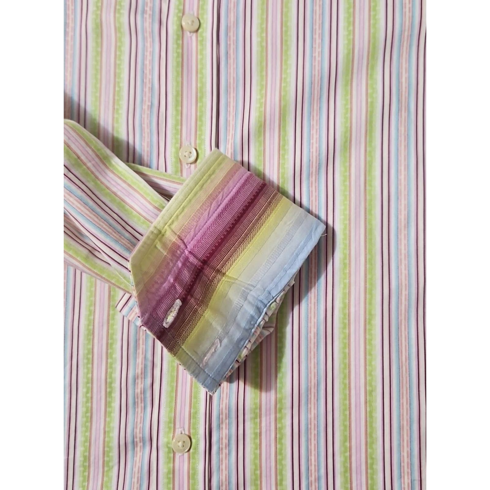 Robert Graham Robert Graham Shirt Men's Medium Multicolor Striped Long Sleeve Button Up Pink Size US M / EU 48-50 / 2 - 5 Thumbnail