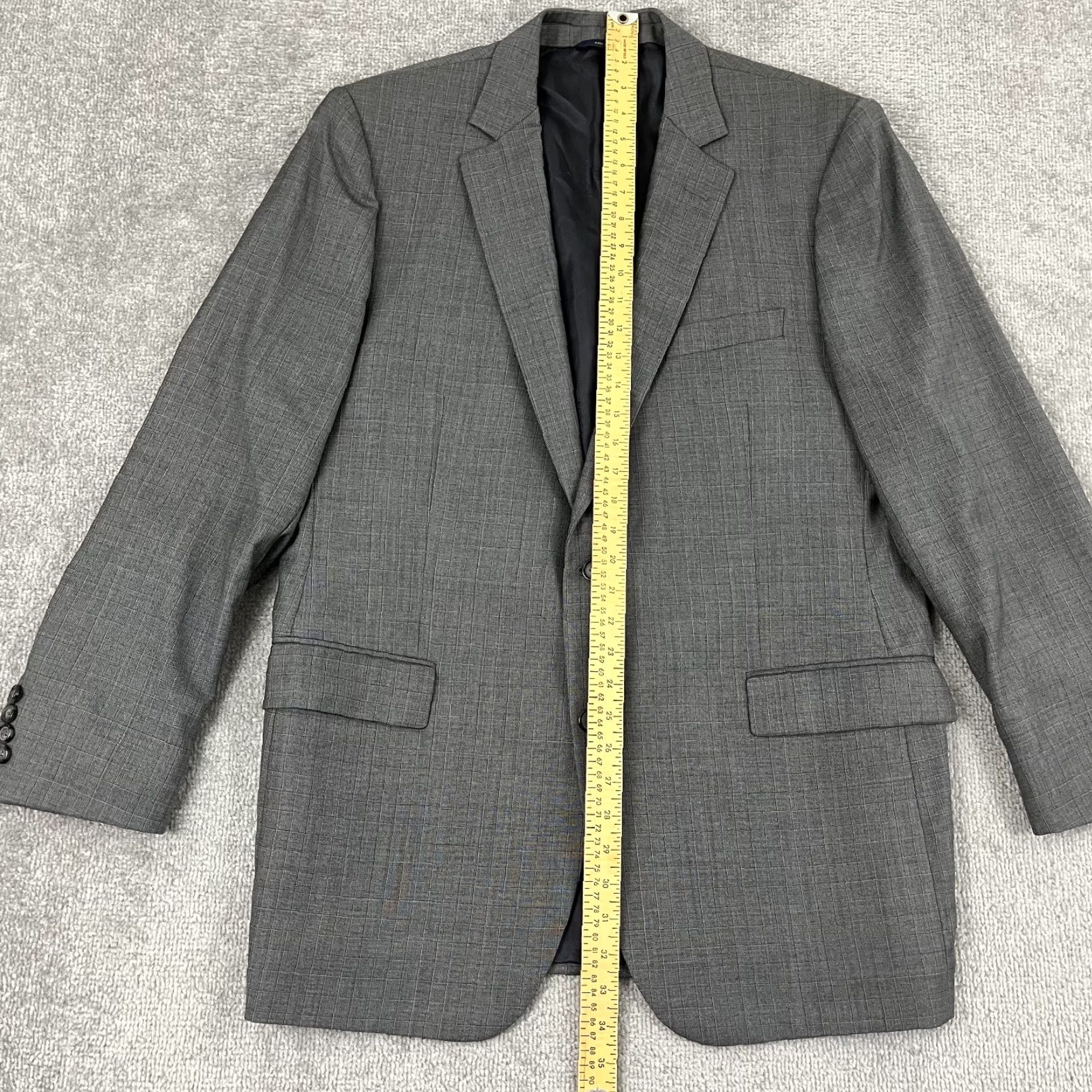 Brooks Brothers VINTAGE Brooks Brothers Sport Coat Men 44L Fitzgerald Saxxon Wool Gray Windowpane Blazer Size 44R - 6 Thumbnail