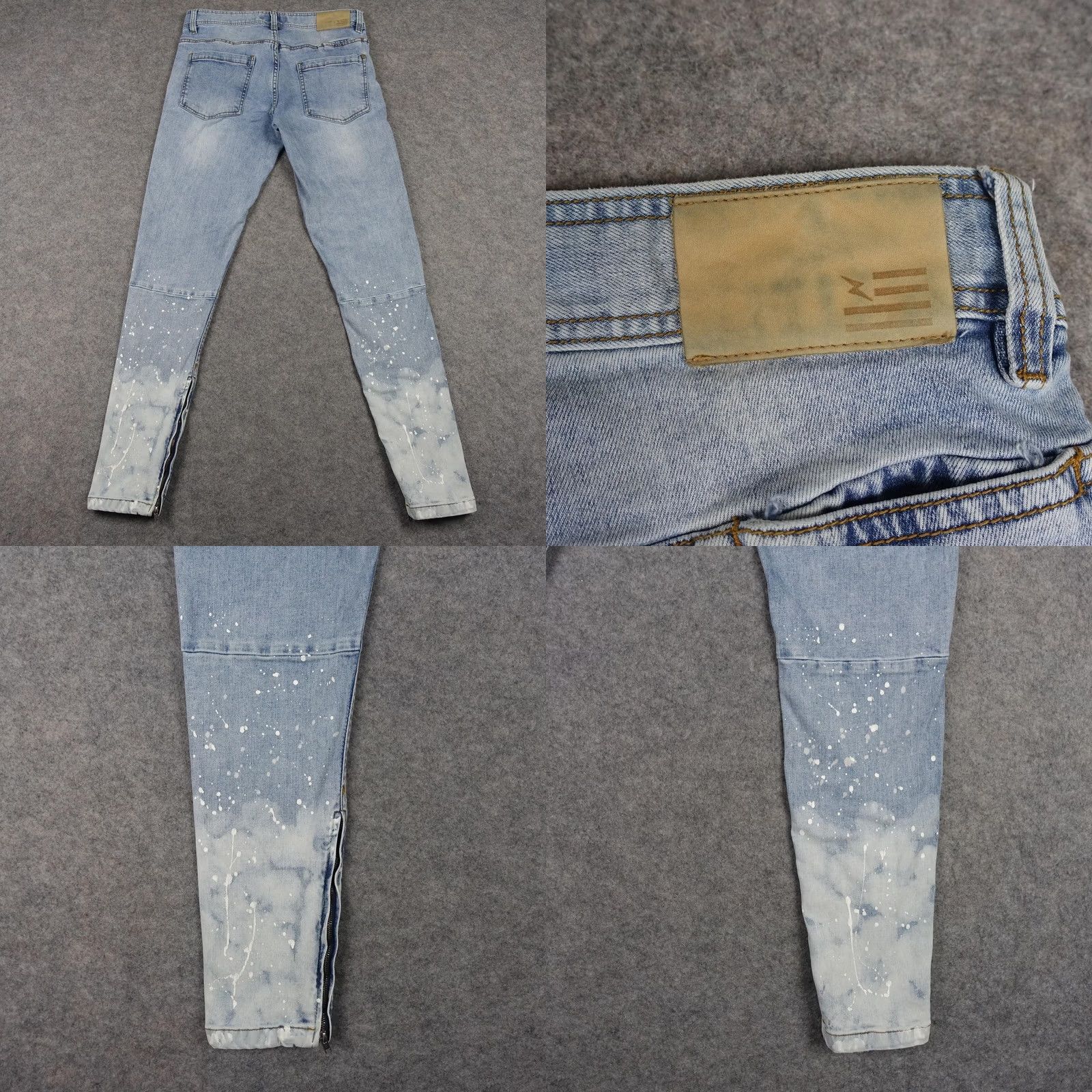 Denime Hyper Denim Jeans Mens 32 Skinny Stretch Ankle Zip Paint Splatter Light Blue Denim Size US 32 / EU 48 - 8 Thumbnail