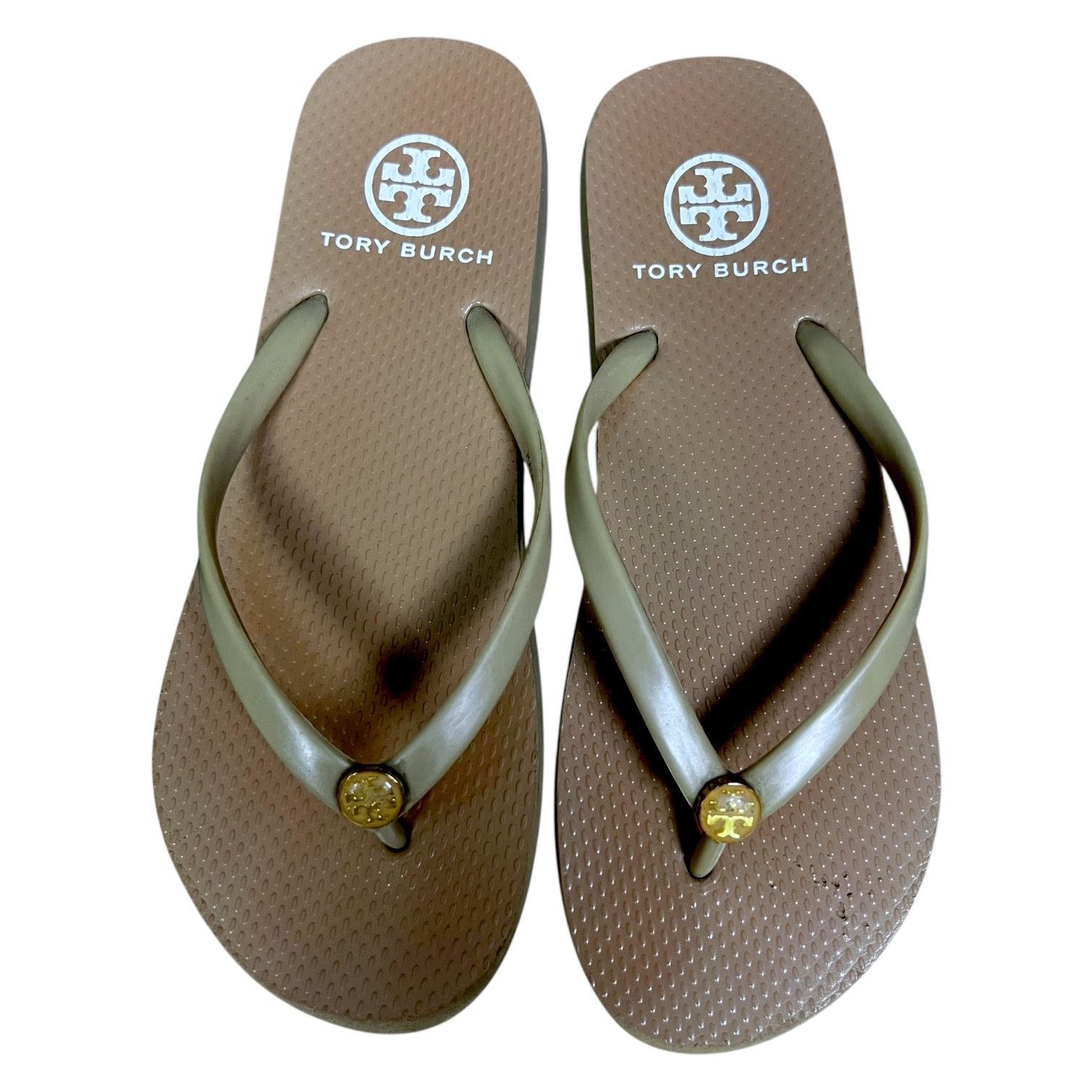 Tory Burch Women's Tory Burch Monogram Brown Flip-Flops - Size 5.5/6 Size US 5.5 / IT 35.5 - 1 Thumbnail
