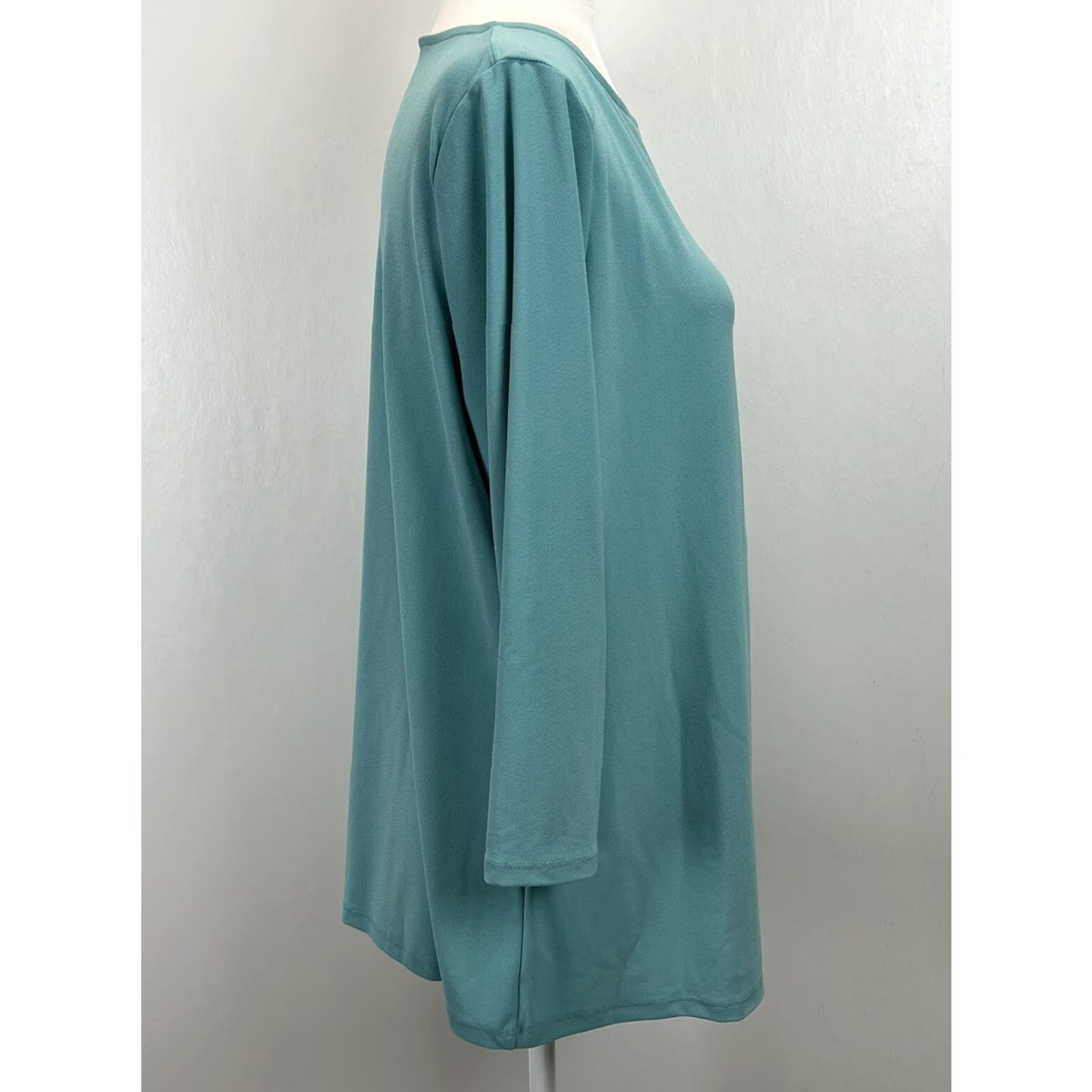 Talbots VINTAGE Talbots Blouse Womens Plus 1X Green Long Sleeve Casual Shirt with Ruched Sides Size XL / US 12-14 / IT 48-50 - 4 Thumbnail