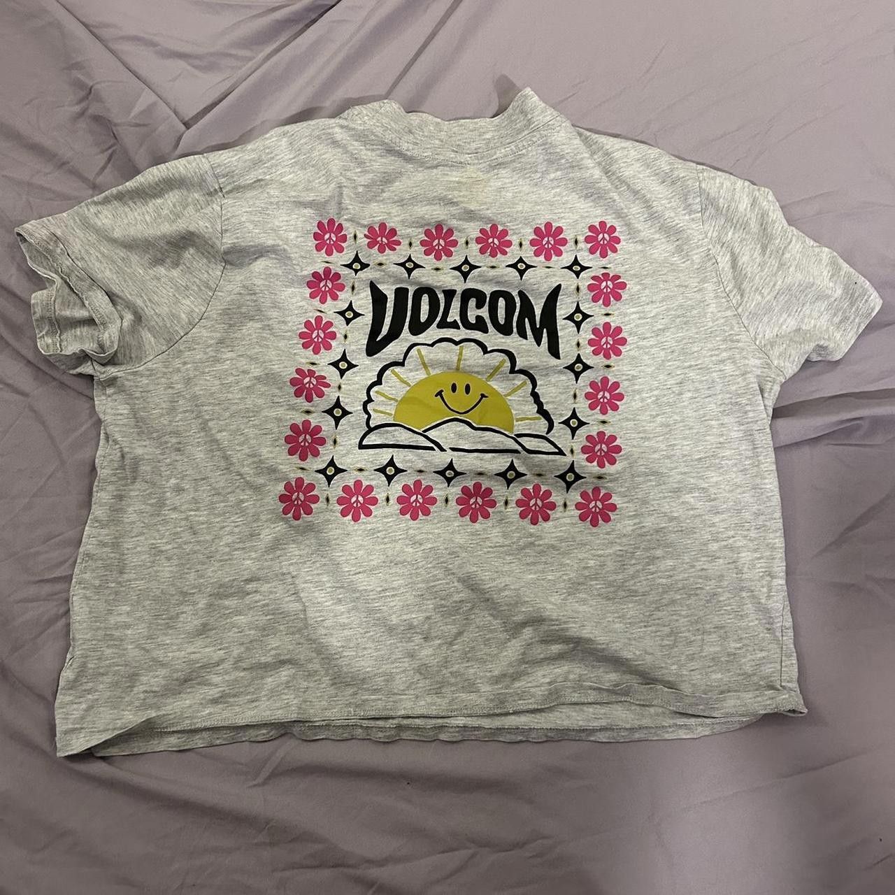 Volcom Volcom Women's Grey and Pink Tshirt Size XL / US 12-14 / IT 48-50 - 2 Thumbnail