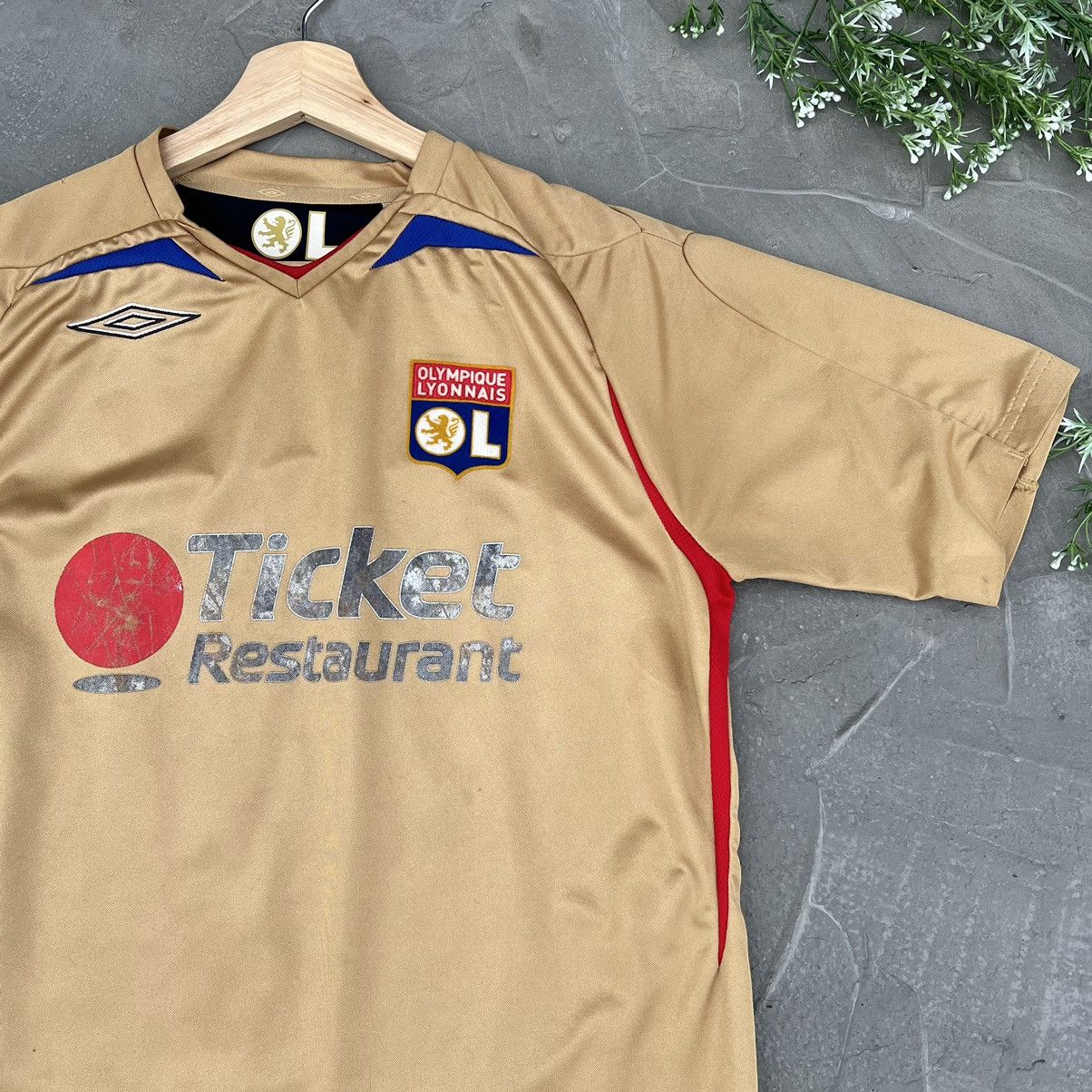 Vintage 2007-08 OLYMPIQUE LYONNAIS AWAY JERSEY (#10 BENZEMA Size US M / EU 48-50 / 2 - 4 Thumbnail