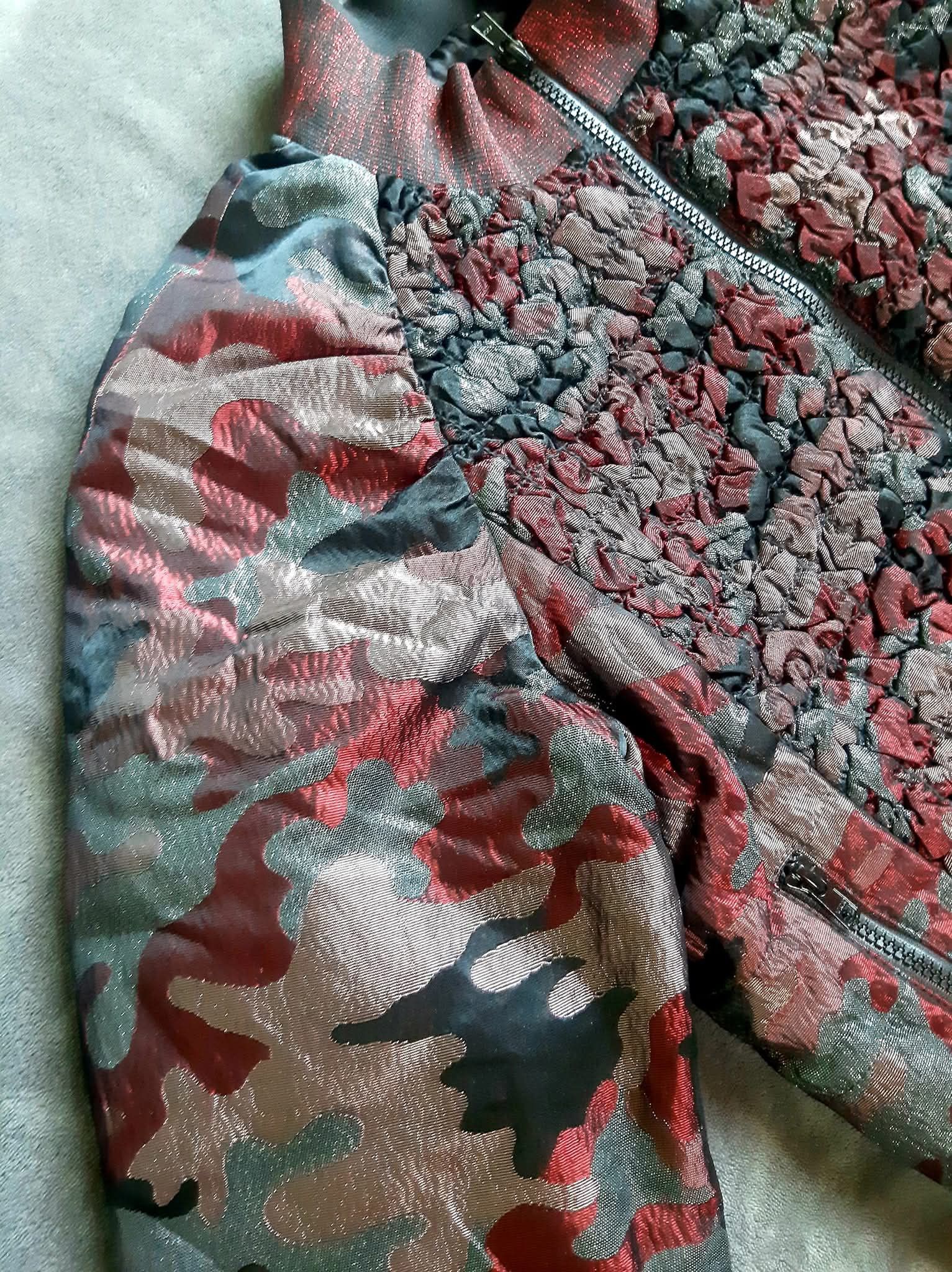 Anna Sui Anna Sui Bomber Jacket Black Maroon Camouflage 1990s Size S / US 4 / IT 40 - 6 Thumbnail