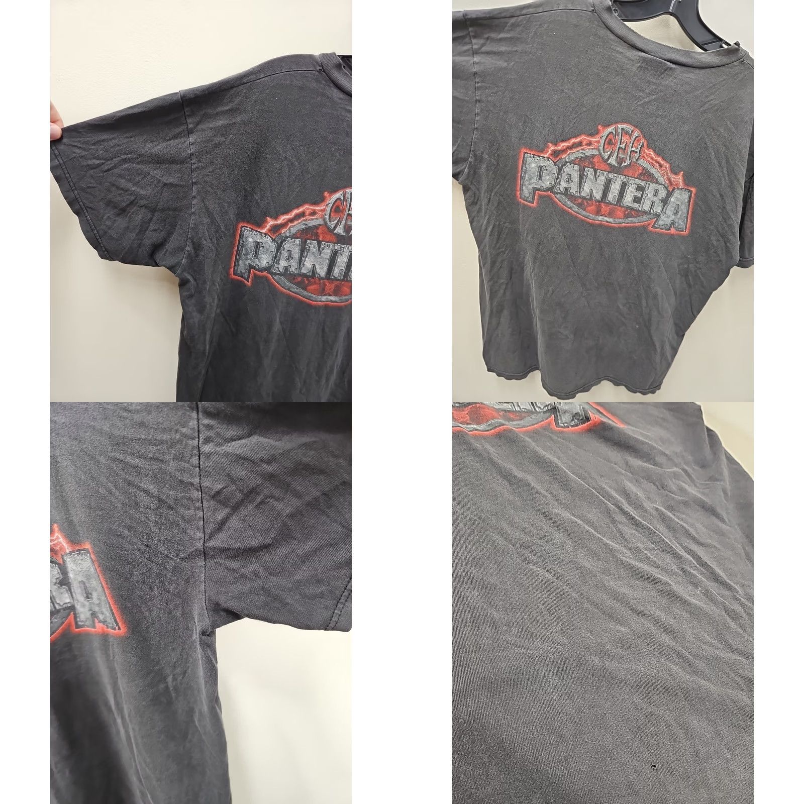 Vintage VINTAGE Pantera Cowboys From Hell tee Large band 90s Rock Concert Mens T-Shirt Black Cotton 2000s Double-Sided Hanes Regular Size US 33 - 9 Thumbnail