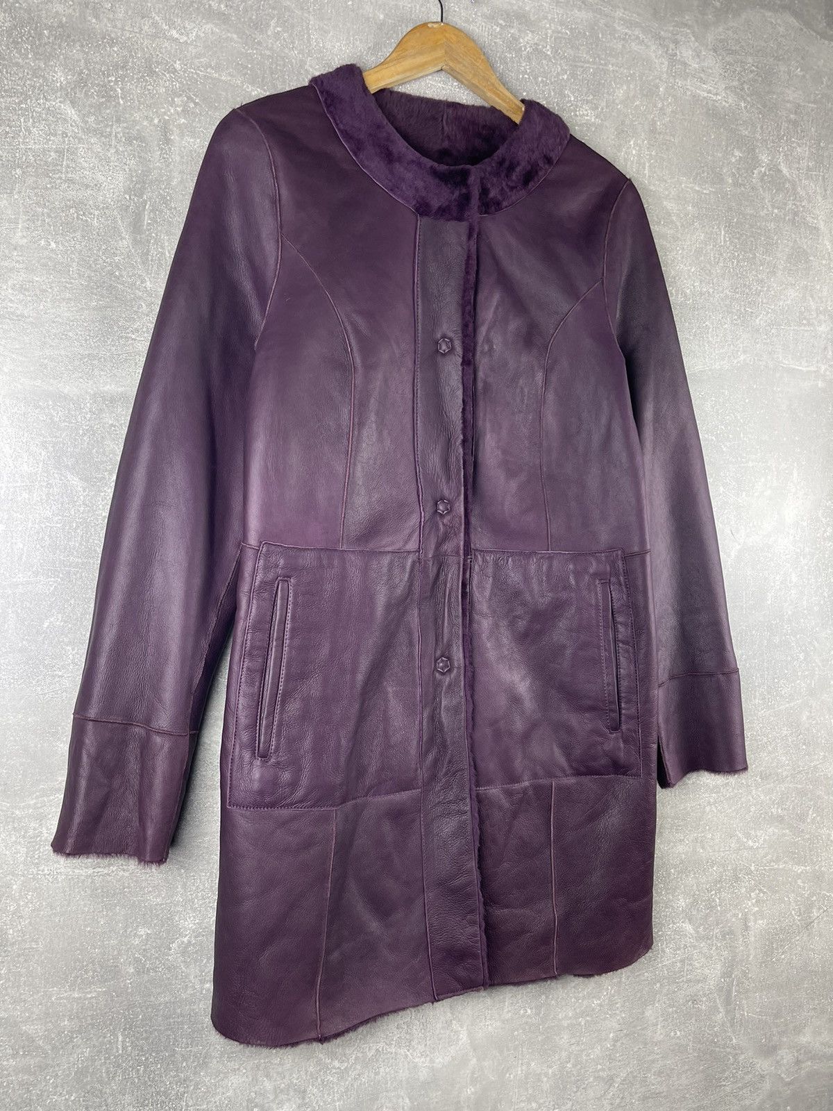 Drome DROMe Italian Shearling & Lambskin Leather Coat Aubergine Size M / US 6-8 / IT 42-44 - 3 Thumbnail
